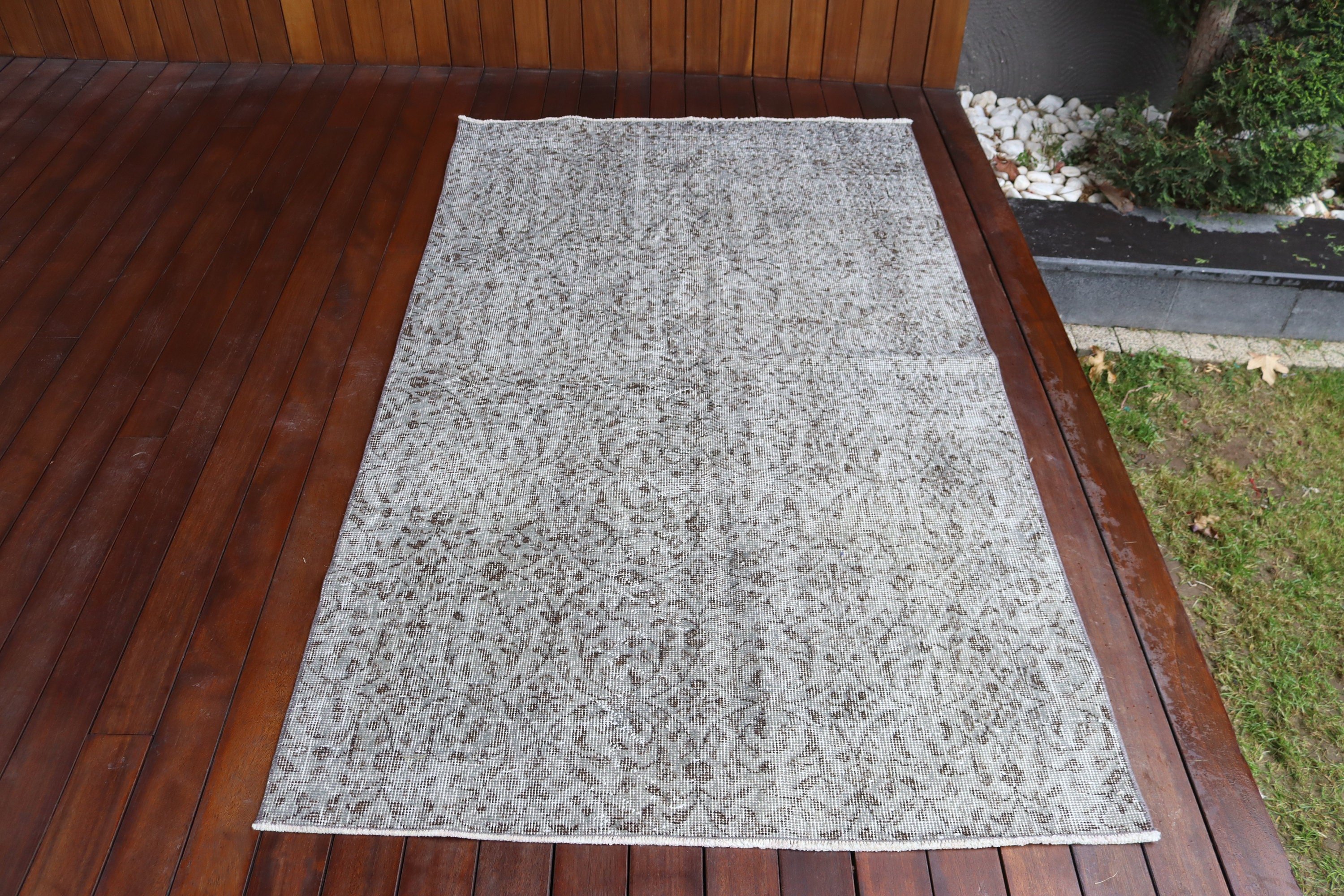 Floor Rugs, Gray Cool Rugs, Cool Rugs, Kitchen Rug, Antique Rug, Vintage Rug, Turkish Rugs, 3.8x6.4 ft Area Rugs, Rugs for Oushak Area