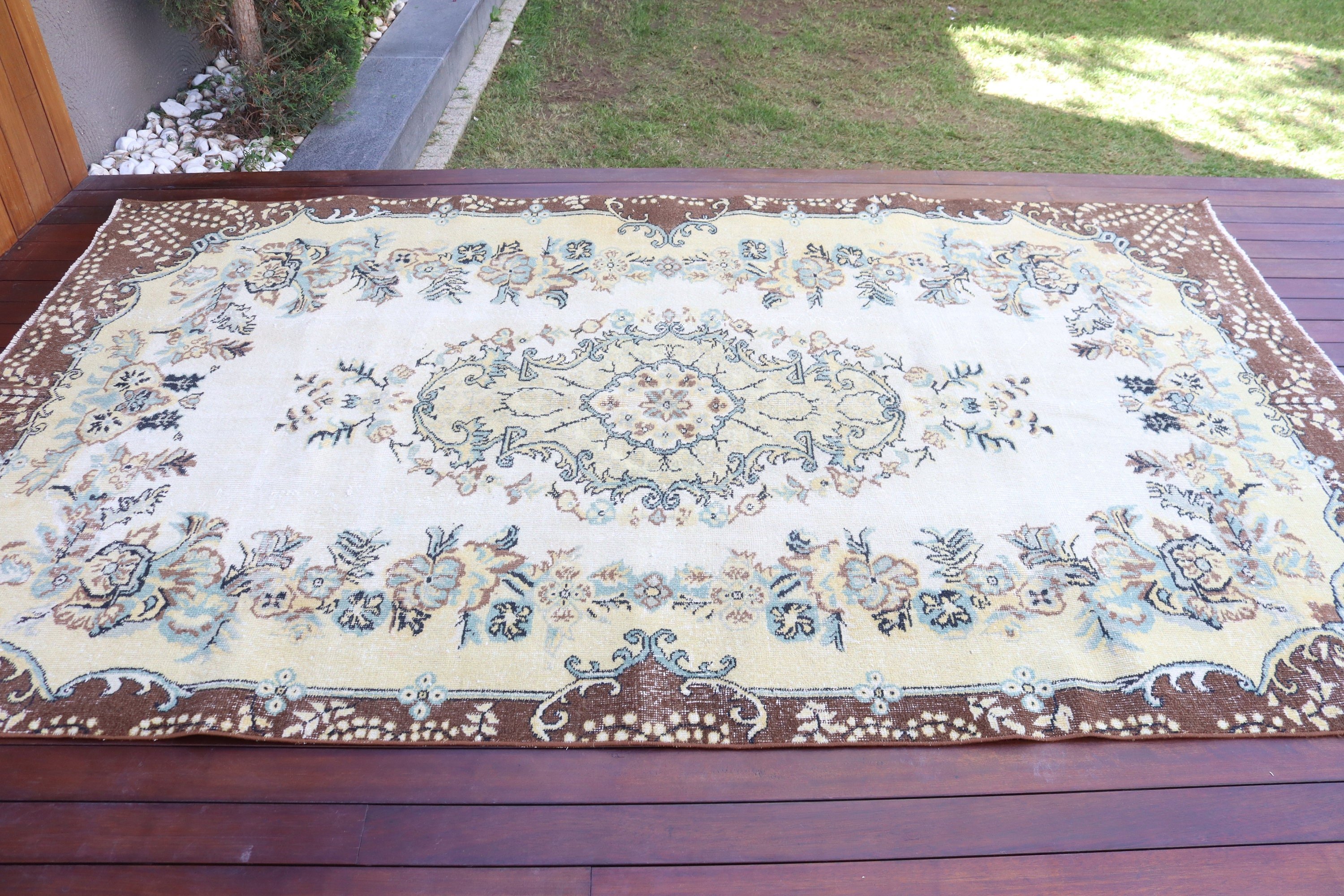 Vintage Halı, Bej Antika Halılar, Salon Halısı, Türkiye Halısı, 5.5x9.3 ft Büyük Halı, Açıklama Halısı, Yatak Odası Halısı, Türk Halıları, Büyük Boho Halısı