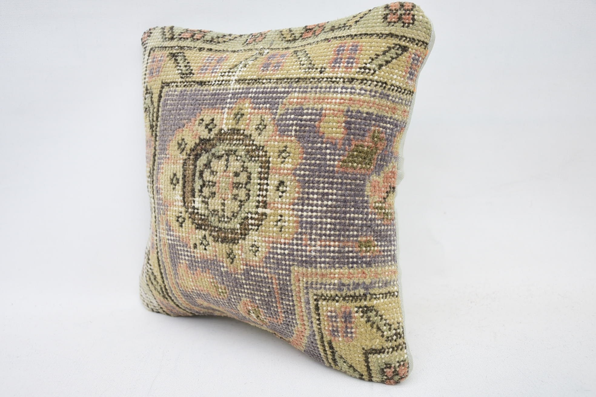 Throw Kilim Pillow, Cozy Throw Pillow Sham, Handmade Kilim Cushion, 12"x12" Beige Cushion Cover, Vintage Kilim Pillow