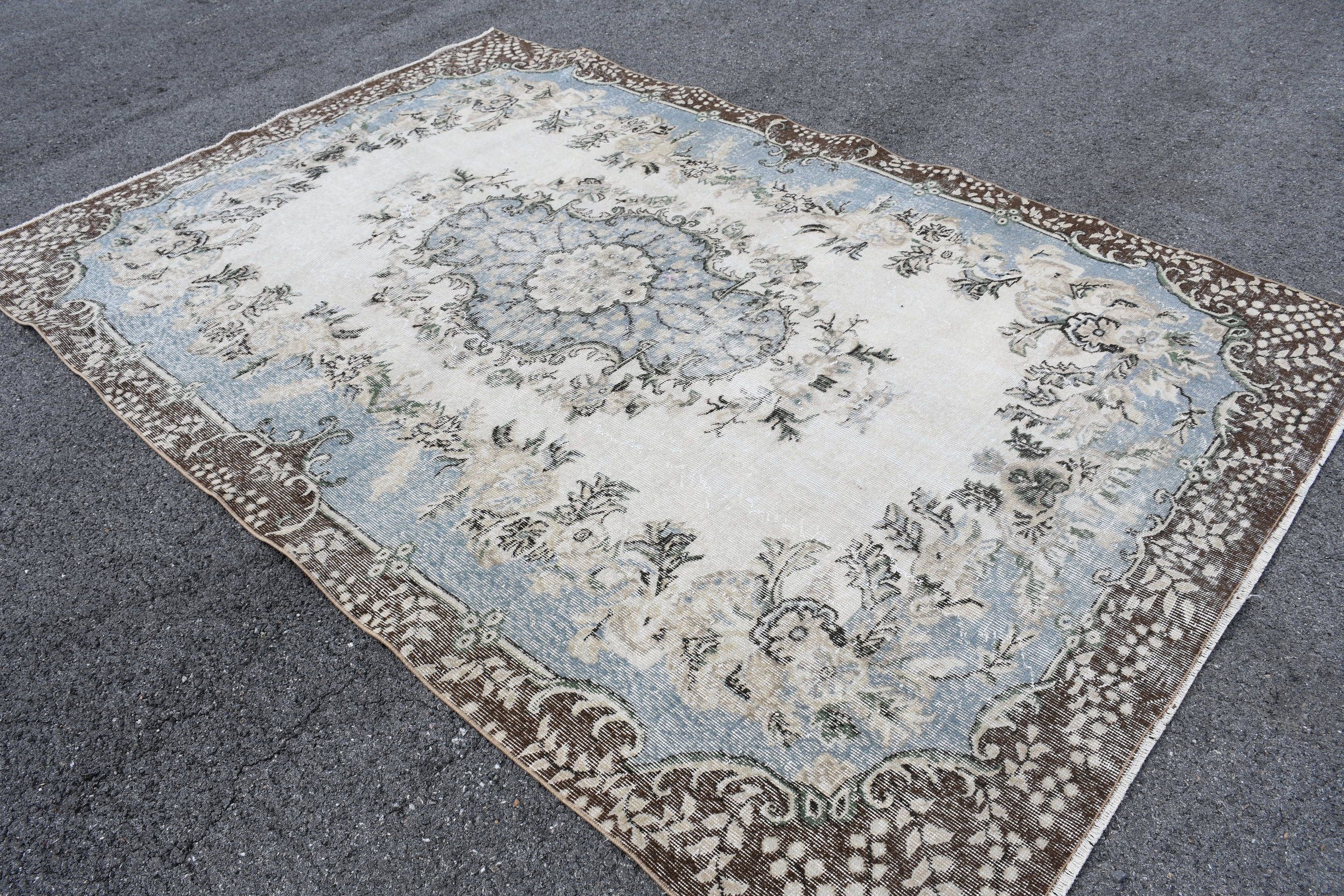 Cool Rug, Beige  6.4x9.6 ft Large Rugs, Rugs for Salon, Vintage Rug, Turkish Rug, Antique Rug, Bedroom Rug, Dining Room Rug