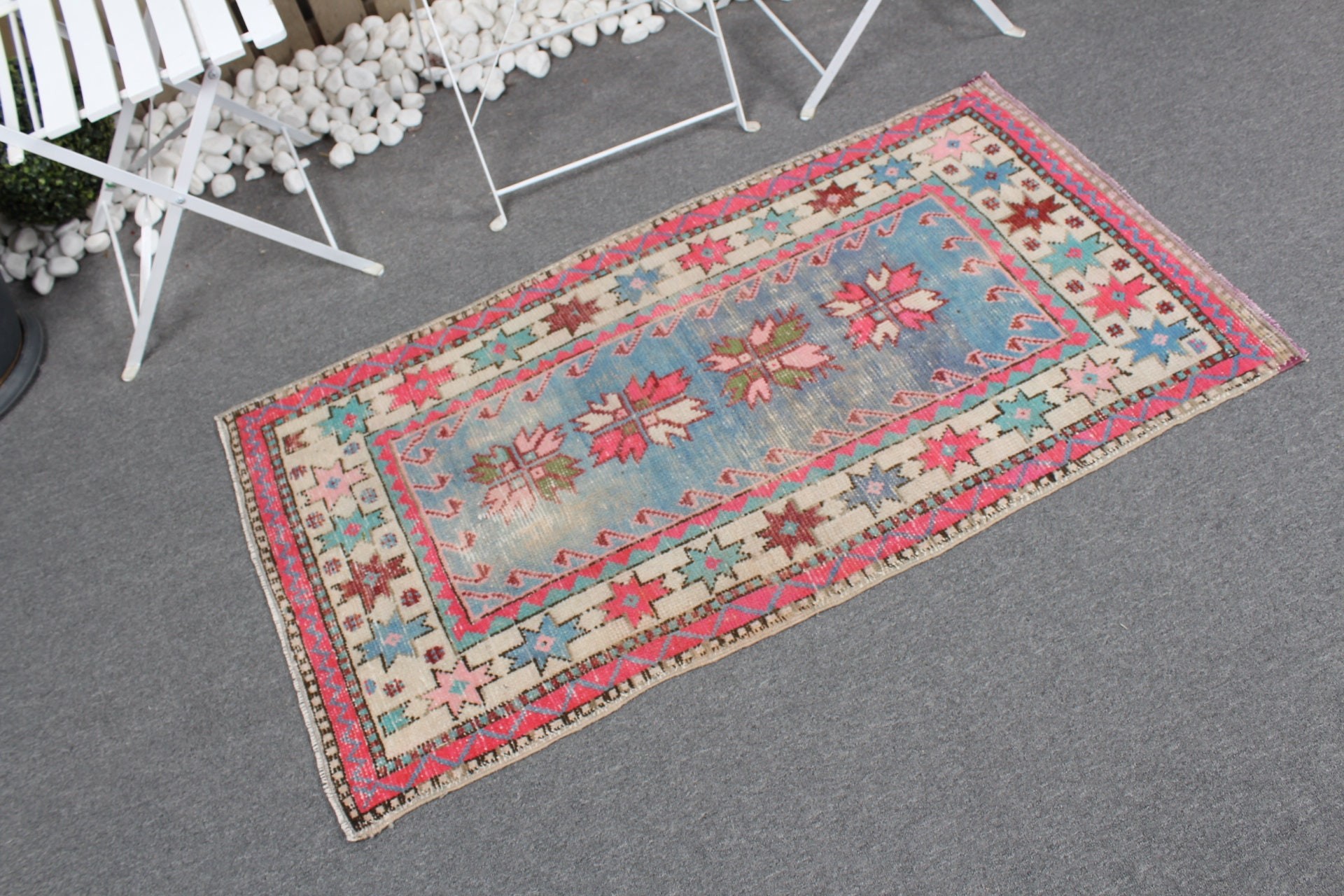 Vintage Rug, Turkish Rugs, Nursery Rug, Boho Rugs, Blue Wool Rugs, Moroccan Rugs, Kitchen Rugs, 2.3x4.4 ft Small Rug, Wall Hanging Rugs