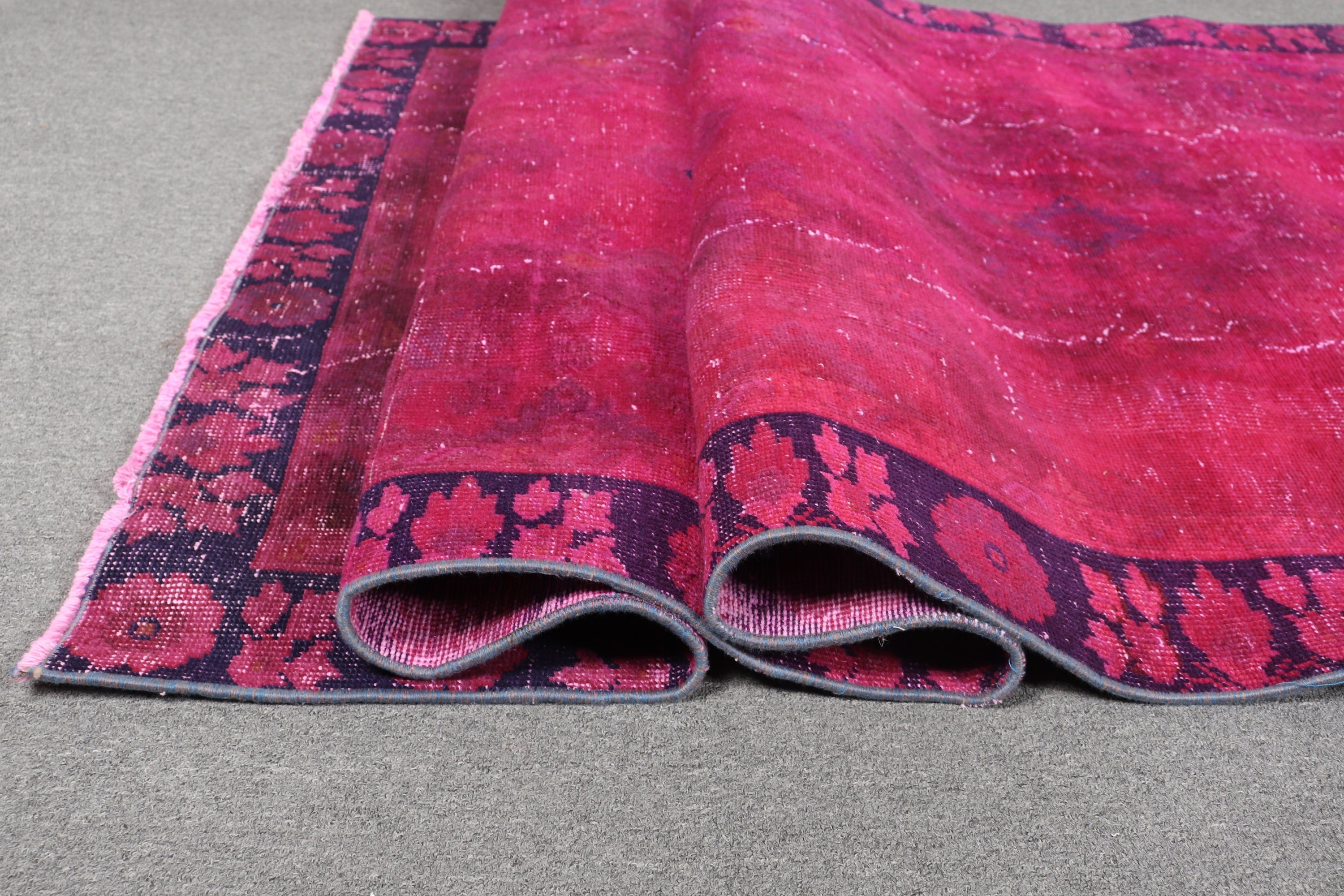 Pink Oushak Rugs, Antique Rug, Corridor Rug, Office Rug, Turkish Rugs, Home Decor Rugs, Vintage Rug, 4x12.2 ft Runner Rug, Hallway Rug