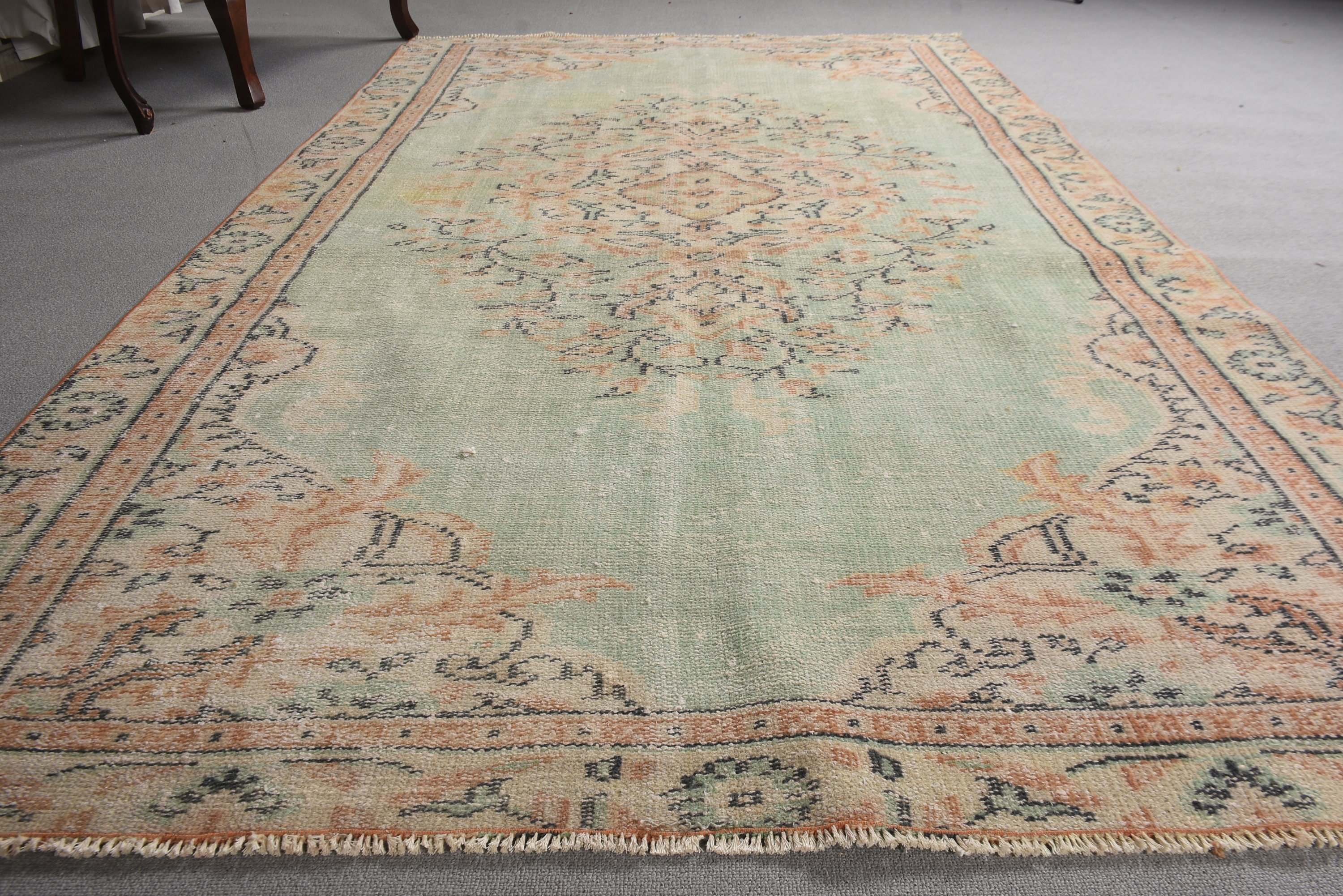 Green Floor Rug, 4.8x8 ft Area Rugs, Vintage Rugs, Oushak Area Rugs, Boho Rugs, Living Room Rugs, Bedroom Rugs, Kitchen Rugs, Turkish Rug