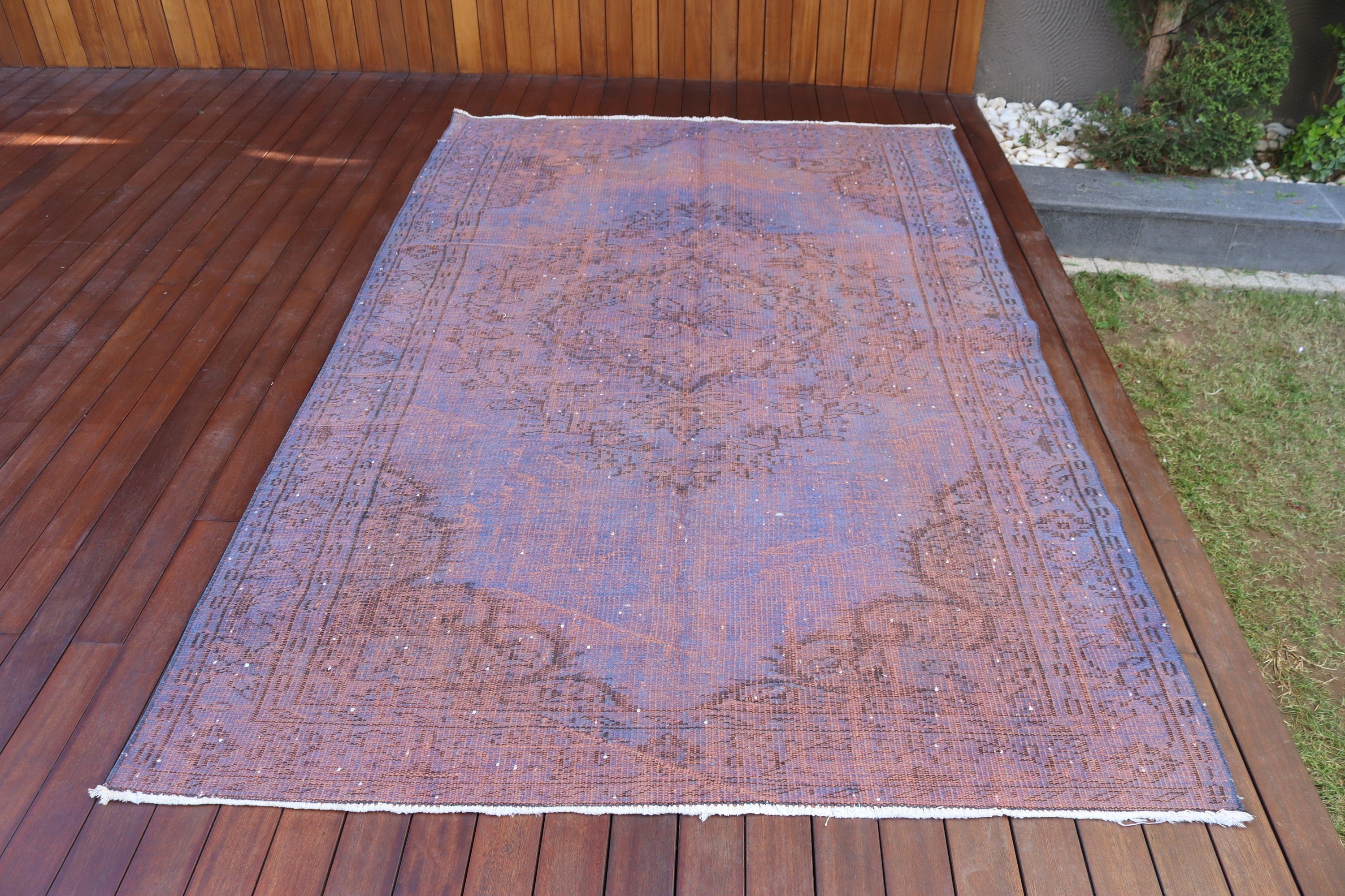 Büyük Oushak Halı, 5,3x8,6 ft Büyük Halılar, Nötr Halı, Büyük Boho Halıları, Mor El Dokuma Halılar, Yer Halısı, Türk Halıları, Vintage Halılar