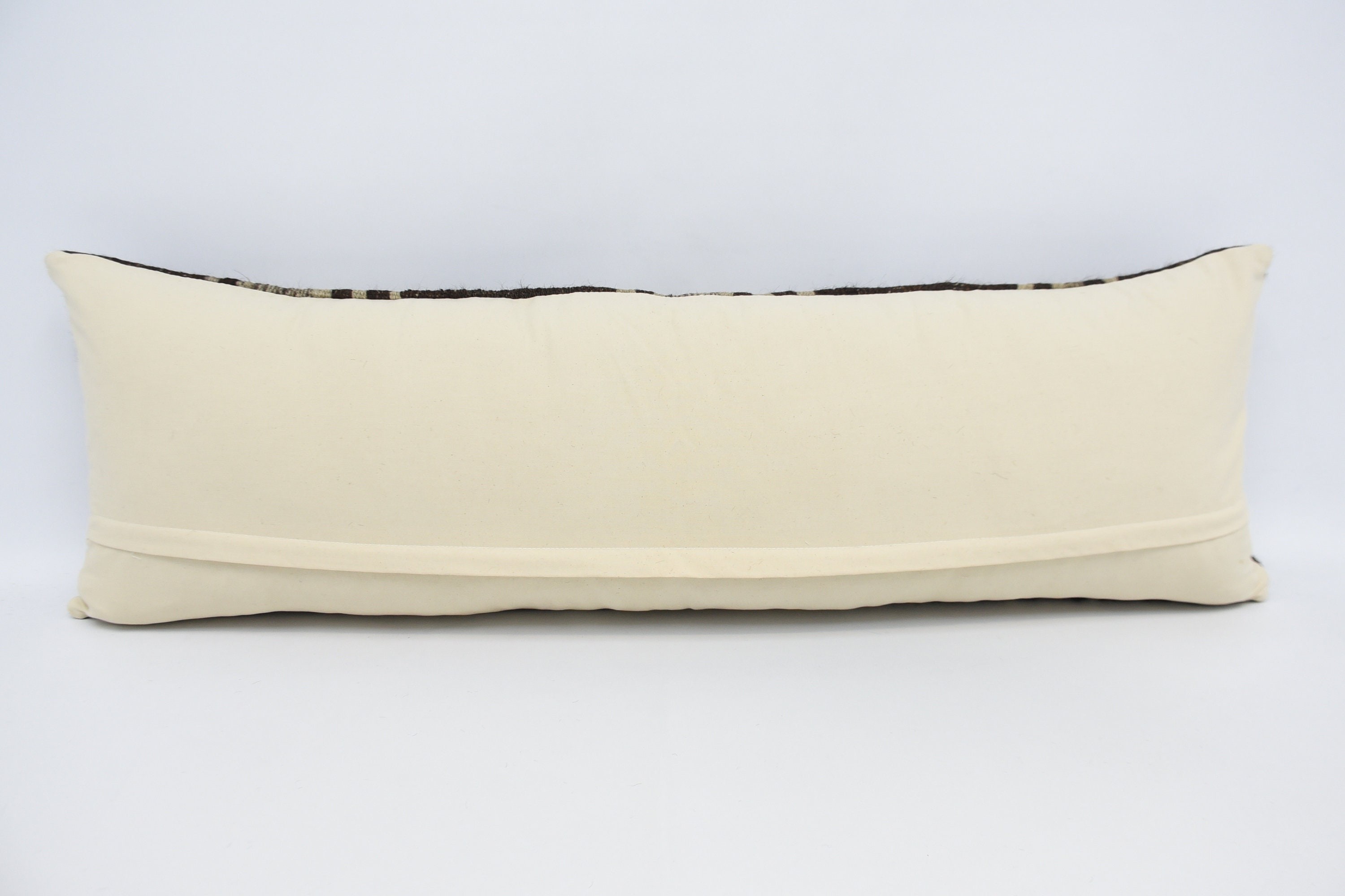 Boho Pillow Sham Cover, Turkish Corner Pillow Sham, 16"x48" Brown Cushion, Vintage Kilim Throw Pillow, Vintage Pillow