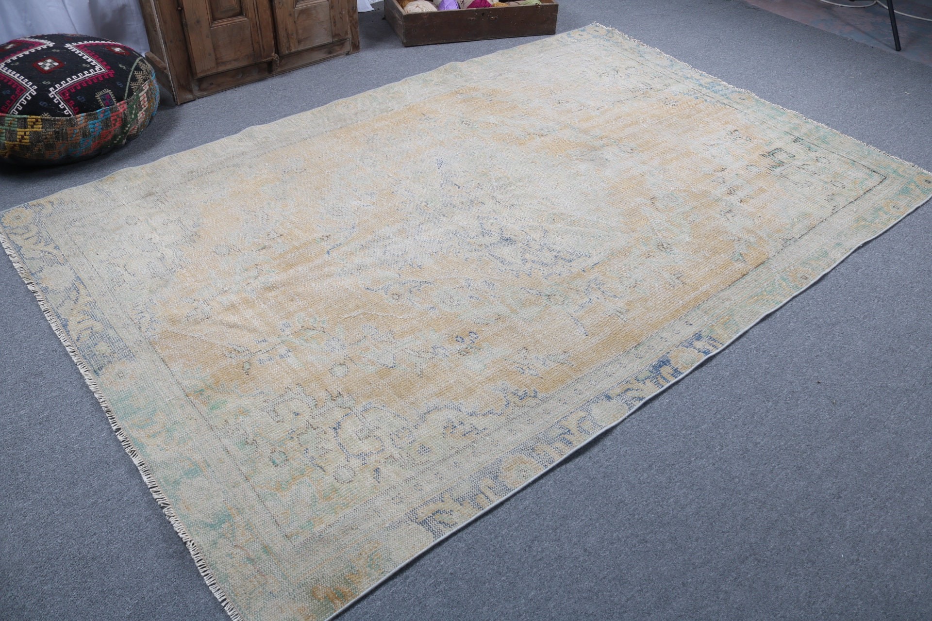 Yatak Odası Halıları, Büyük Boho Halısı, Türk Halısı, Boho Halısı, Geometrik Halılar, Turuncu Antika Halılar, 5.8x8.8 ft Büyük Halılar, Vintage Halı, Modern Halılar