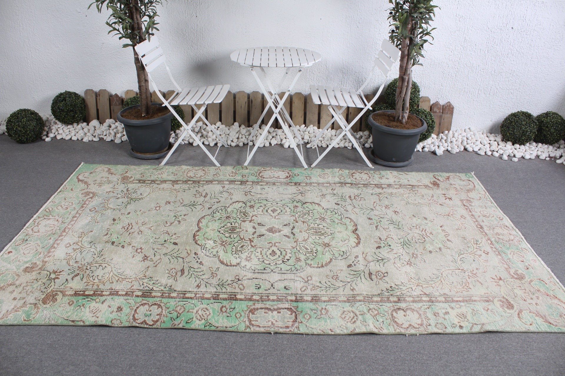 Kitchen Rugs, Dorm Rug, Bedroom Rug, Vintage Rug, 5x8.9 ft Large Rug, Living Room Rug, Turkish Rugs, Green Home Decor Rug