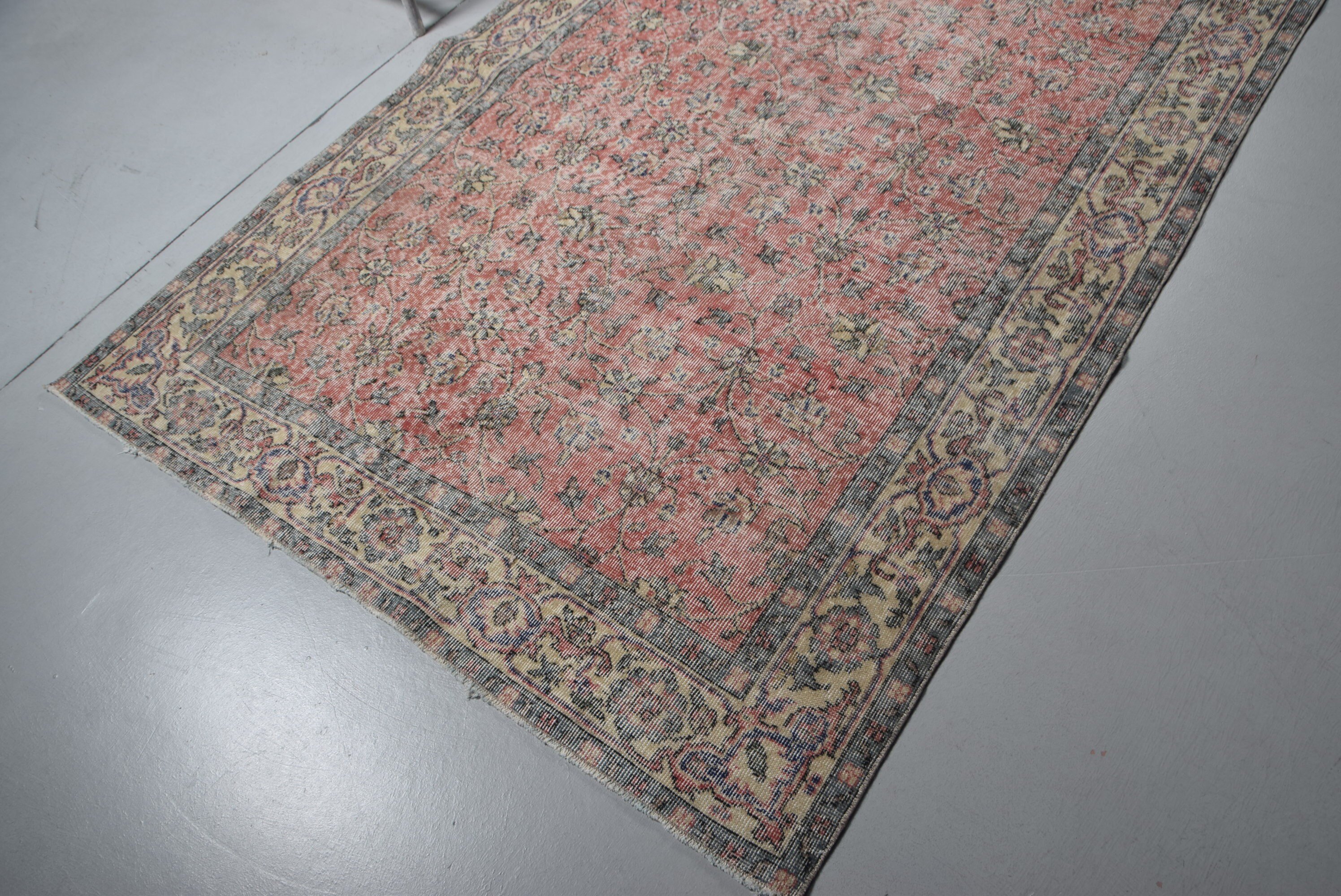 Salon Halıları, Yün Halı, Pembe Oushak Halıları, Vintage Halılar, Türk Halısı, 5.1x8.4 ft Büyük Halı, Organik Halı, Yemek Odası Halısı