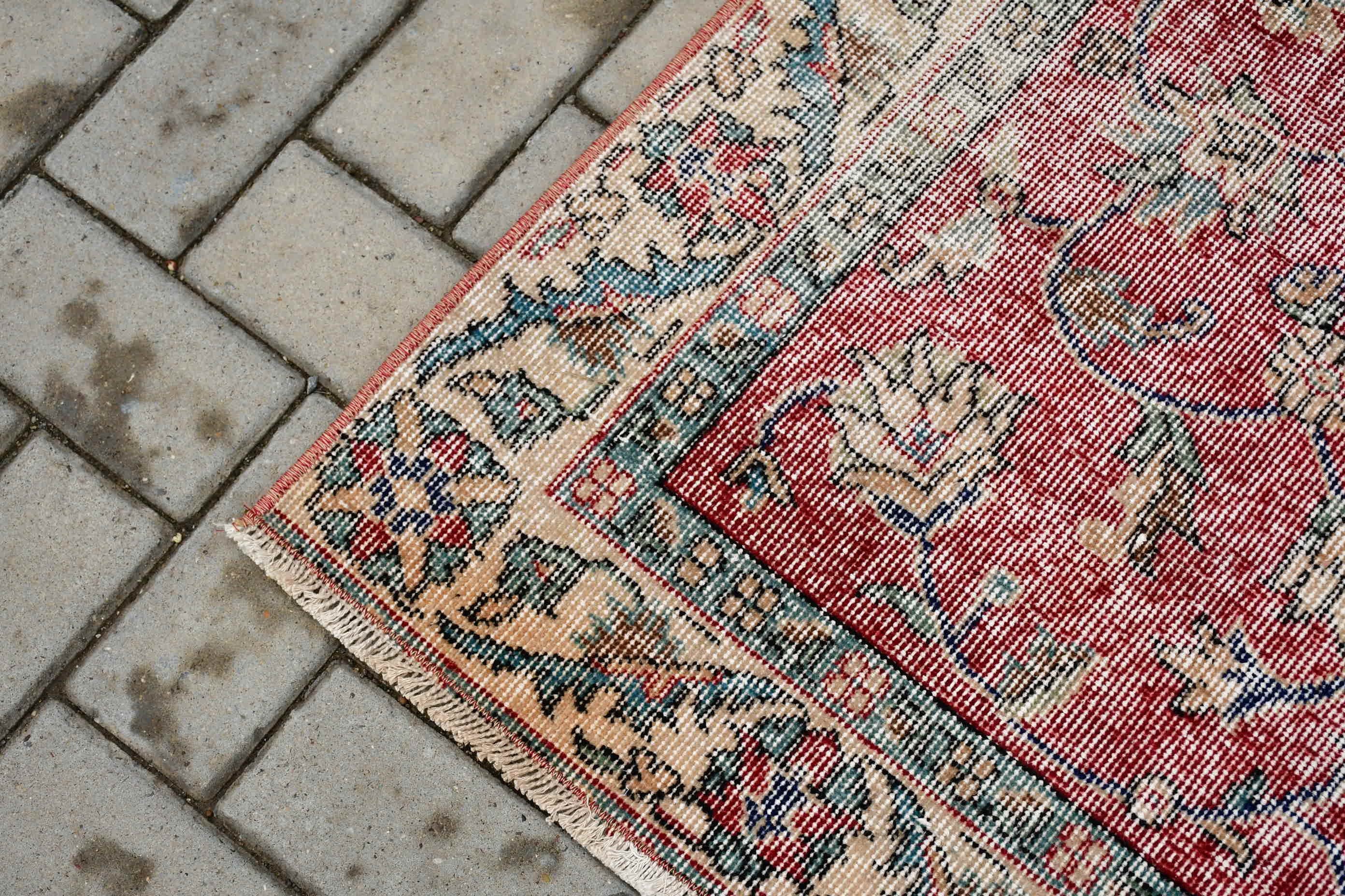 Turkish Rugs, Red Home Decor Rug, Floor Rug, Bedroom Rug, Vintage Rugs, Antique Rugs, 3.4x6.5 ft Accent Rug, Entry Rug