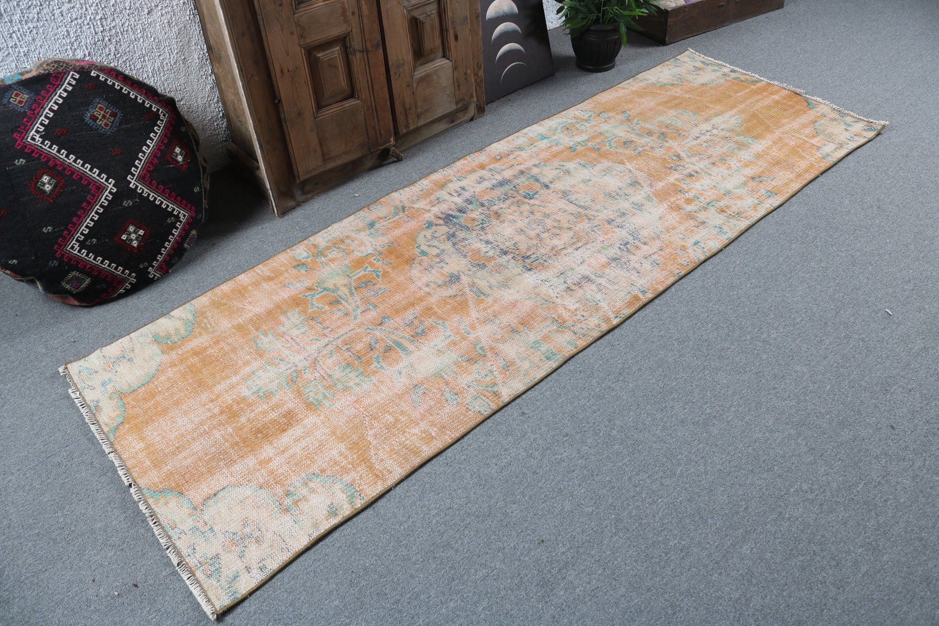 Kitchen Rugs, Orange Neutral Rugs, Corridor Rug, Turkish Rugs, Beni Ourain Runner Rugs, Vintage Rug, Statement Rugs, 2.8x8.1 ft Runner Rugs