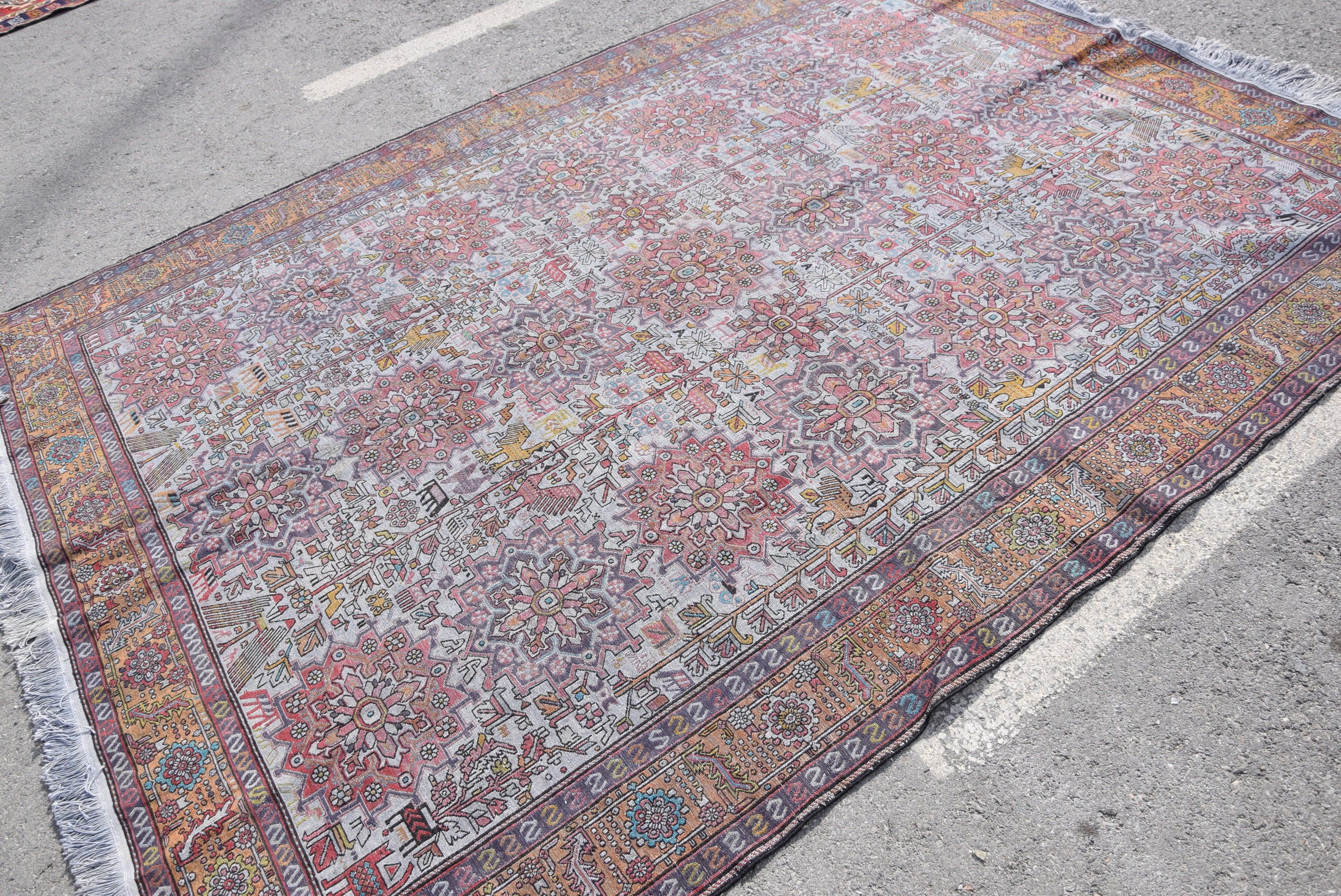 Living Room Rug, Turkish Rug, Kilim, Bright Rug, Orange Moroccan Rugs, Vintage Rug, Anatolian Rug, 6.8x9.3 ft Large Rugs