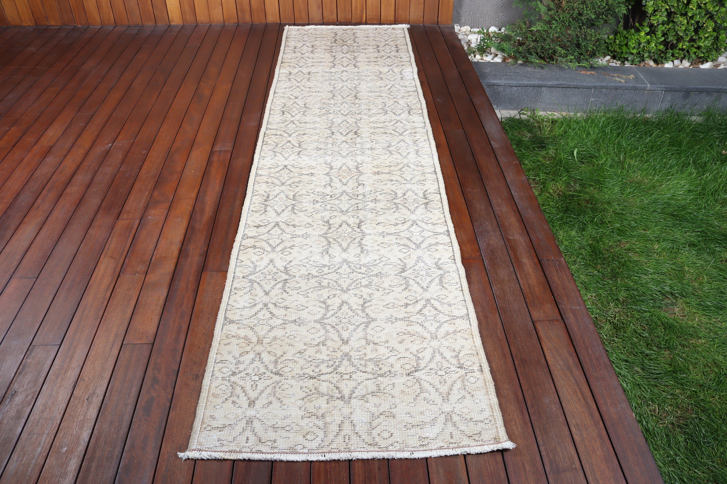 Turkish Rugs, Beni Ourain Runner Rugs, Vintage Rugs, Antique Rugs, Geometric Rugs, 2.5x9.8 ft Runner Rug, Beige Modern Rugs, Kitchen Rug