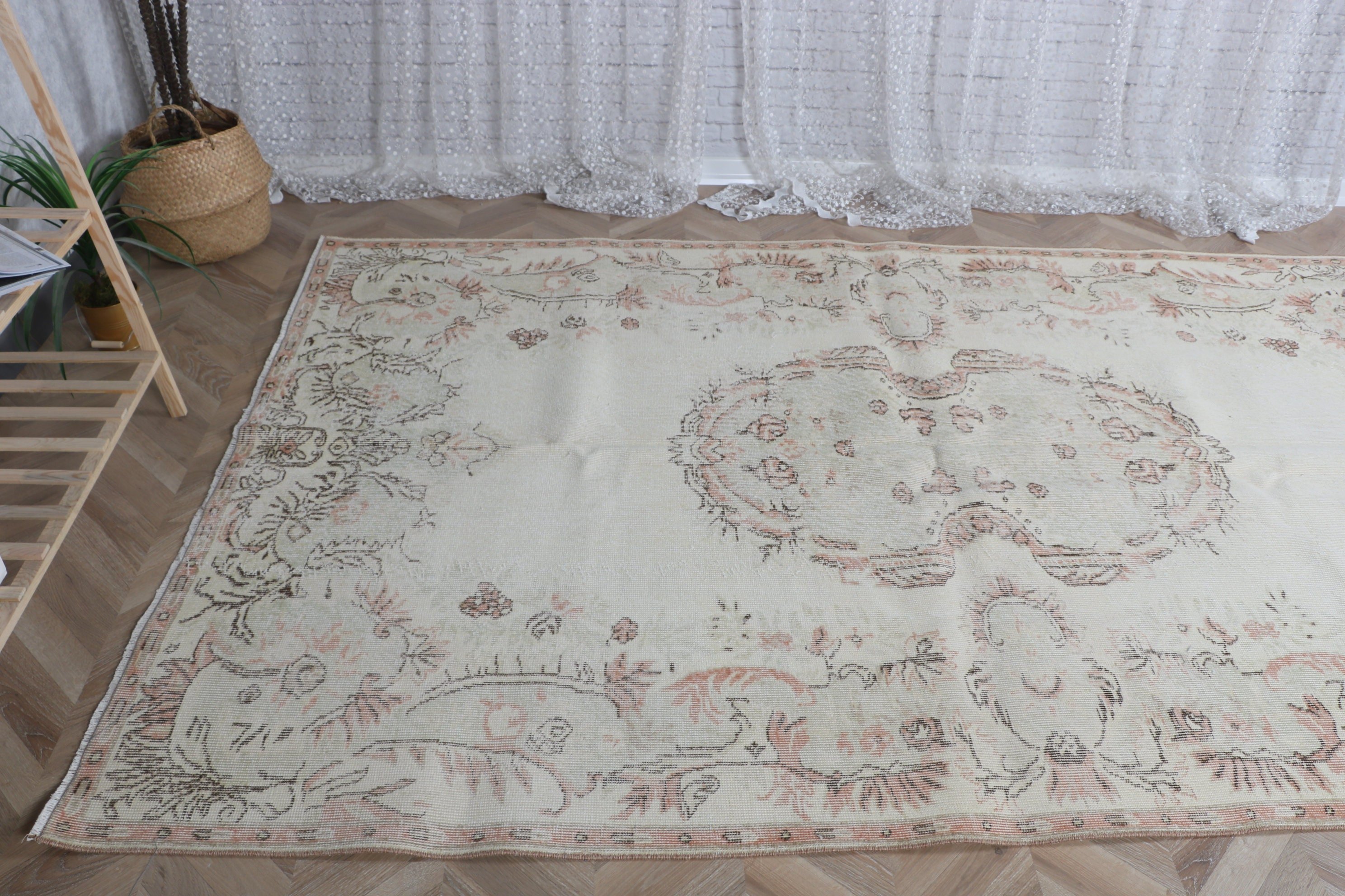 Organik Halılar, Lüks Halılar, Geometrik Halılar, Bej Antika Halı, Türk Halısı, Vintage Halılar, Salon Halısı, 5.6x9.2 ft Büyük Halılar, Yemek Odası Halısı