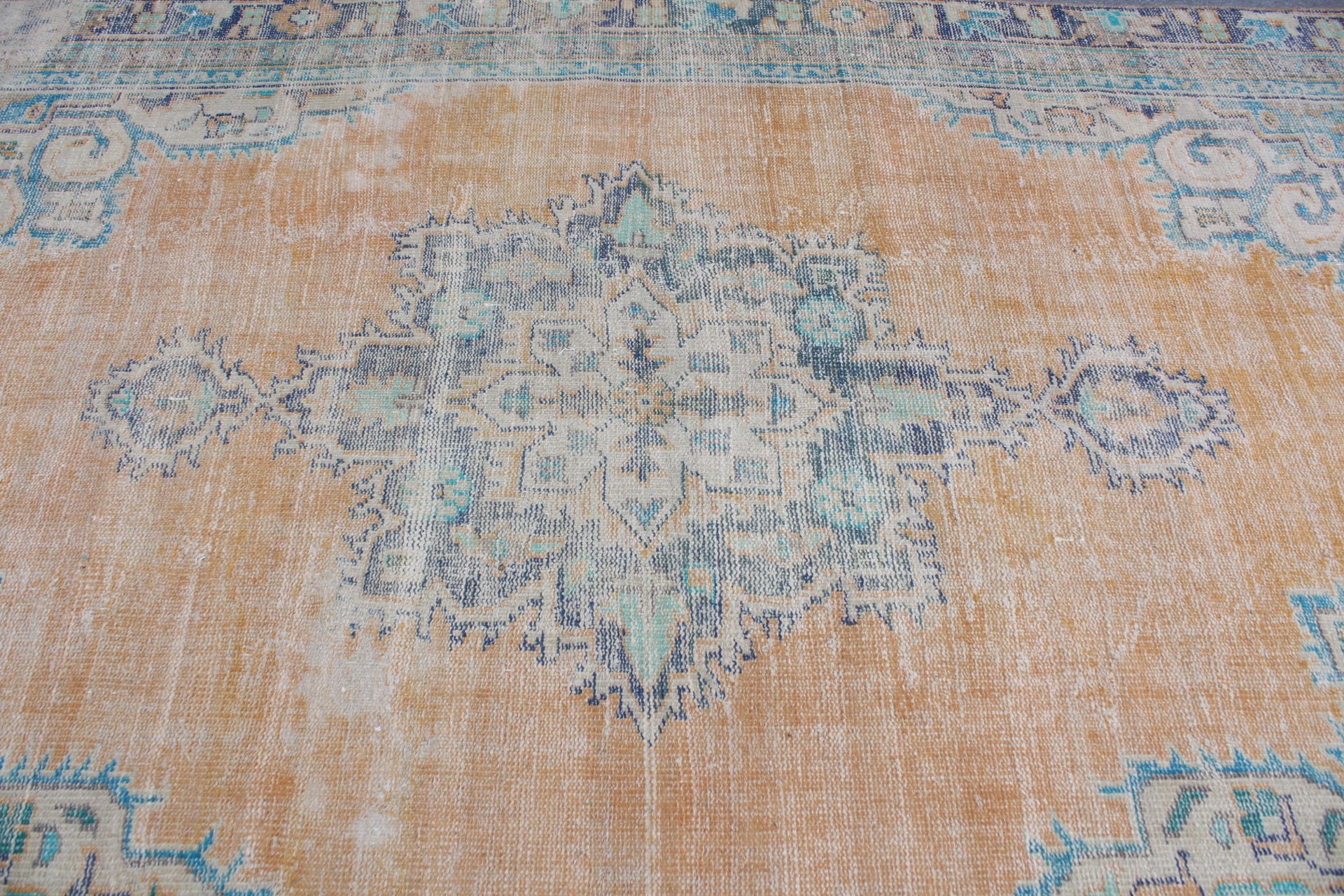 Anatolian Rug, Turkish Rug, Bedroom Rugs, Salon Rugs, Cool Rug, Vintage Rug, Neutral Turkish Rug, 6x9.4 ft Large Rug, Orange Oriental Rugs