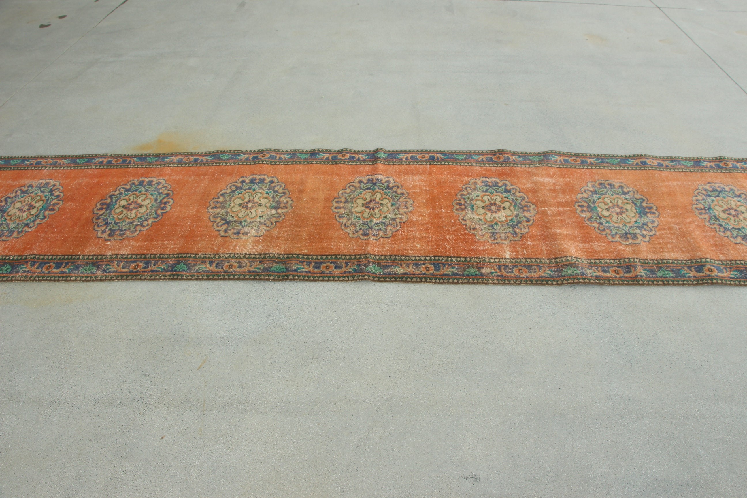 Oushak Rug, Hallway Rug, Turkish Rugs, Vintage Rug, Moroccan Rug, Luxury Rug, Orange Moroccan Rug, Stair Rug, 2.6x11.4 ft Runner Rugs