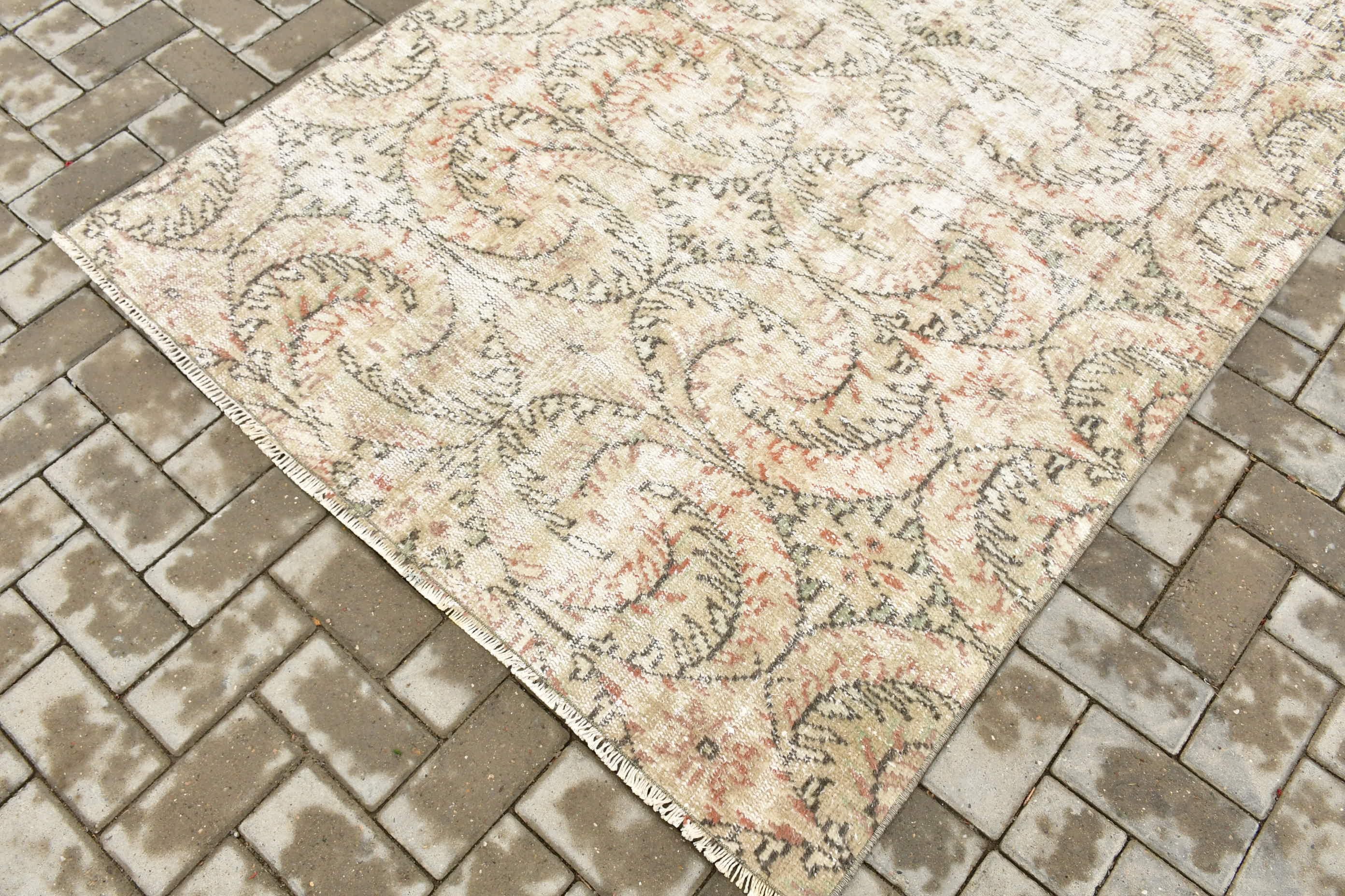 Pale Rug, Anatolian Rug, Vintage Rug, Beige Oriental Rug, Turkish Rug, 4.3x6.6 ft Area Rug, Rugs for Bedroom, Bedroom Rug, Dining Room Rug