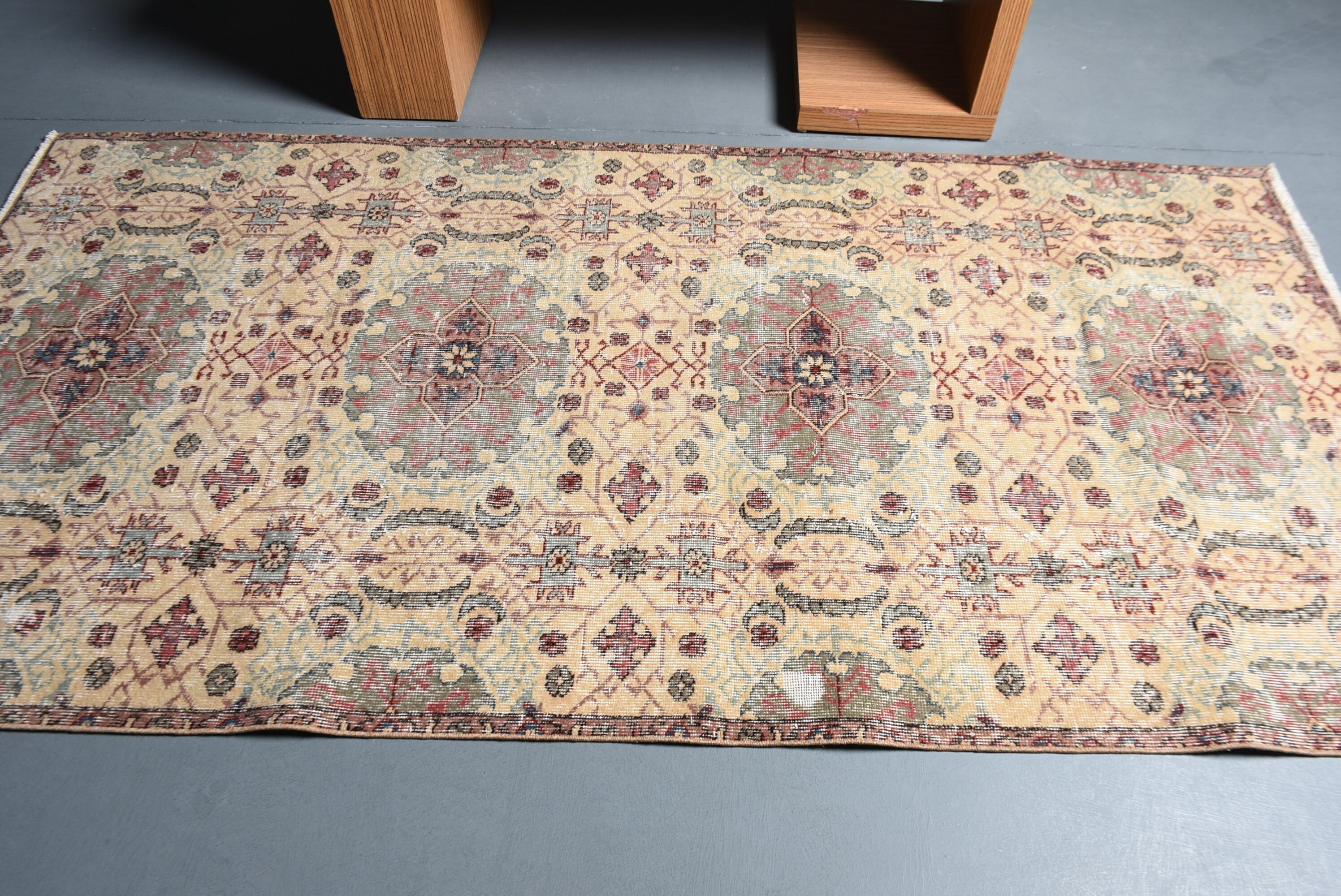 4x7.8 ft Area Rug, Indoor Rug, Turkish Rug, Living Room Rug, Beige Home Decor Rugs, Vintage Rugs, Oushak Rug, Floor Rug, Rugs for Area