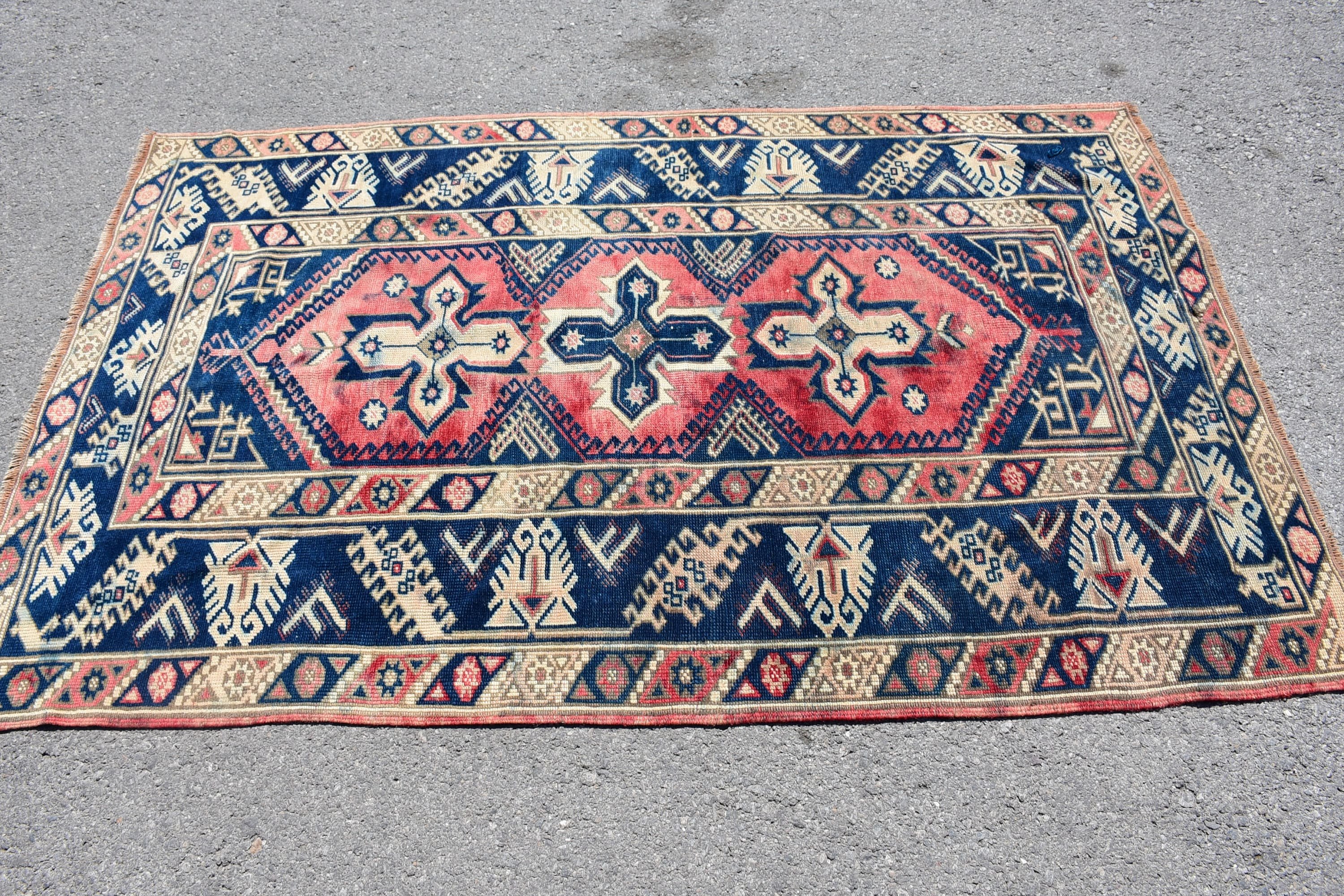 Havalı Halı, El Düğümlü Halı, Vintage Halı, Türk Halıları, Yemek Odası Halıları, Sessiz Halılar, Soluk Halı, Yatak Odası Halısı, 4.1x6.4 ft Alan Halısı