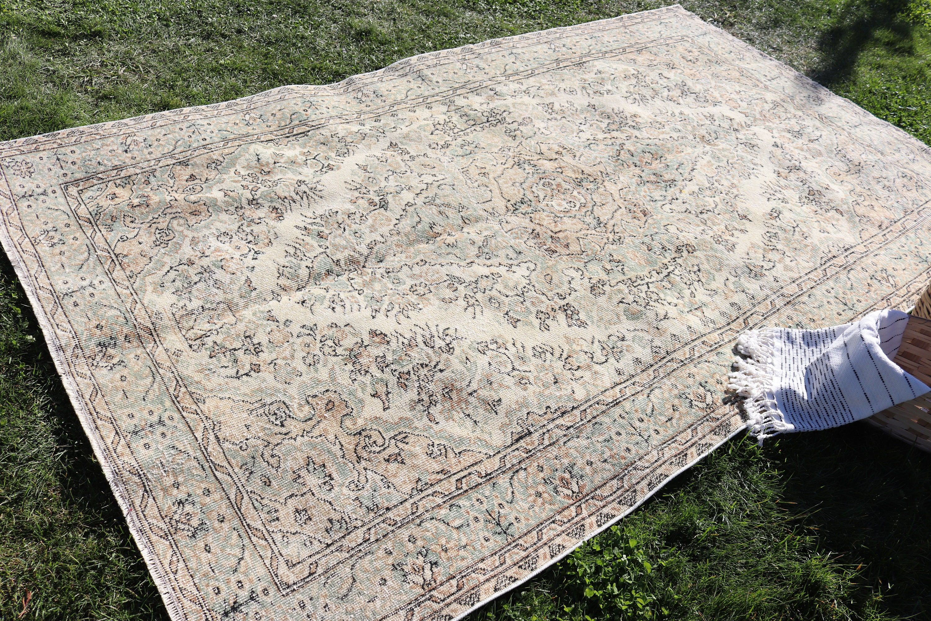 5.3x8.9 ft Büyük Halılar, Büyük Vintage Halı, Oushak Halı, Bej Boho Halıları, Kabile Halıları, Büyük Boho Halısı, Türk Halısı, Modern Halılar, Vintage Halılar