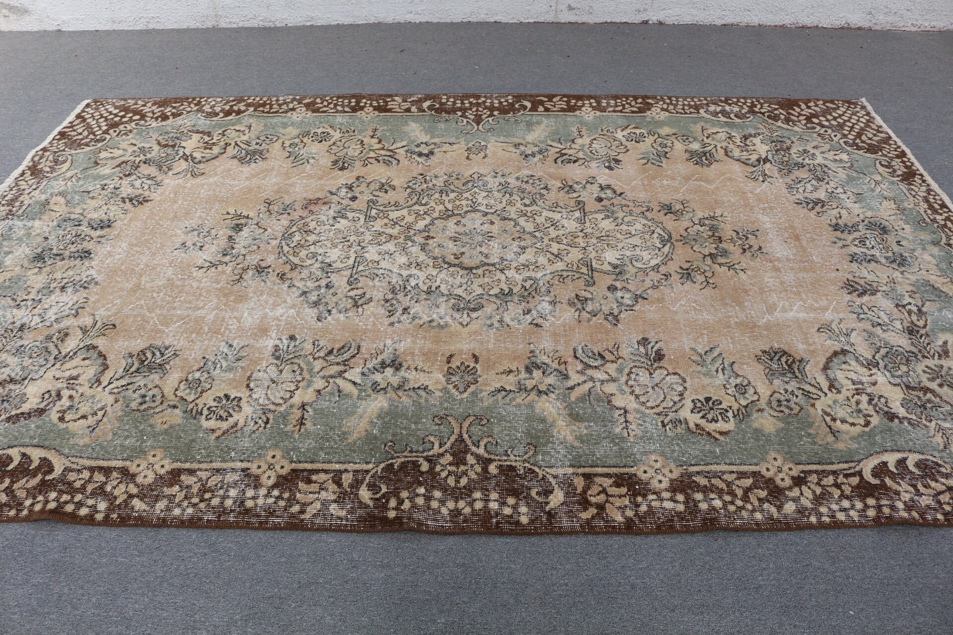 Beige Oushak Rugs, Turkish Rug, Vintage Rug, Living Room Rug, Floor Rug, Bedroom Rug, 6.5x10.2 ft Large Rugs, Salon Rug, Rugs for Bedroom