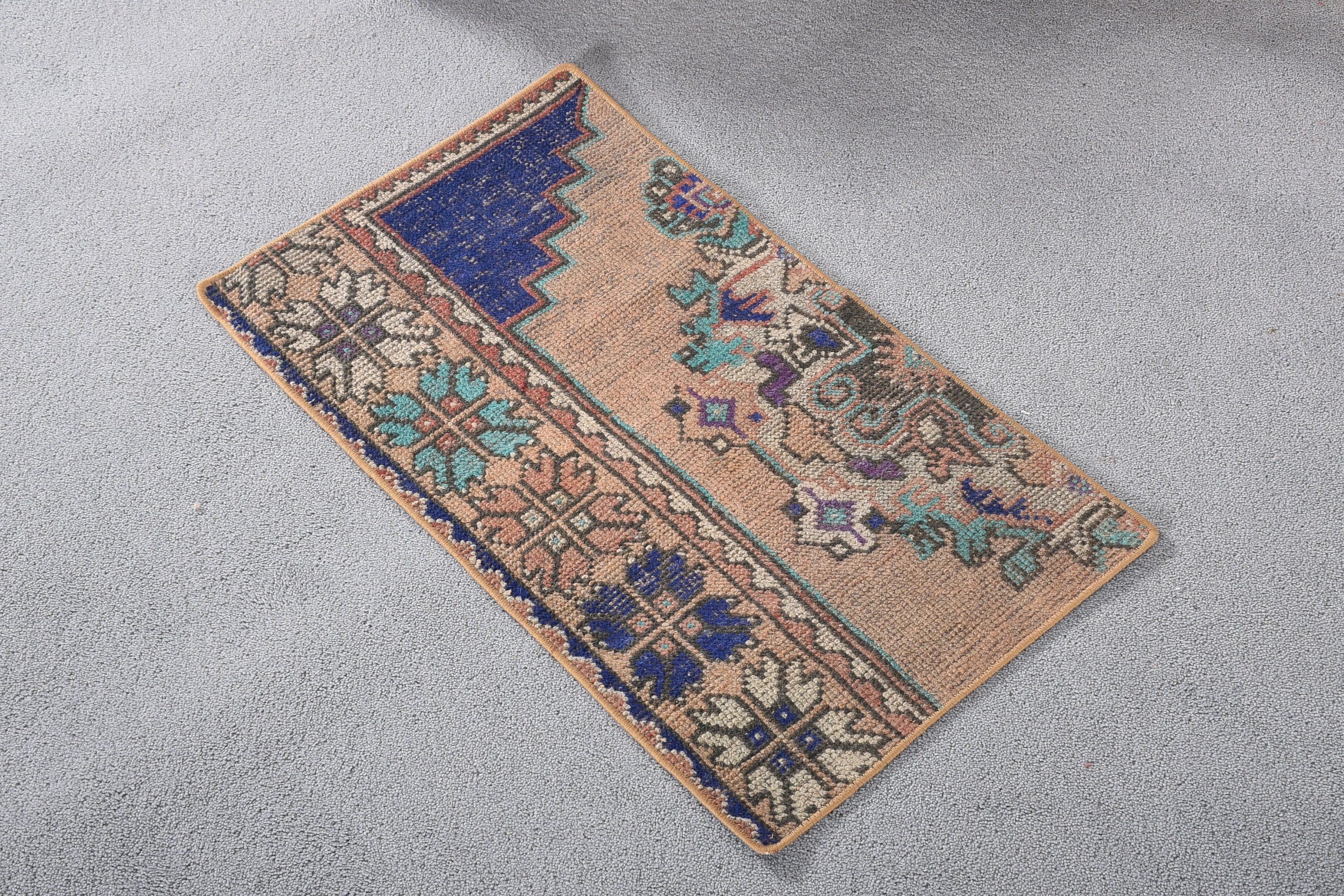 Vintage Rug, Turkish Rug, Brown Cool Rug, Entry Rug, 1.5x2.5 ft Small Rug, Rugs for Kitchen, Door Mat Rugs, Bedroom Rug, Home Decor Rug