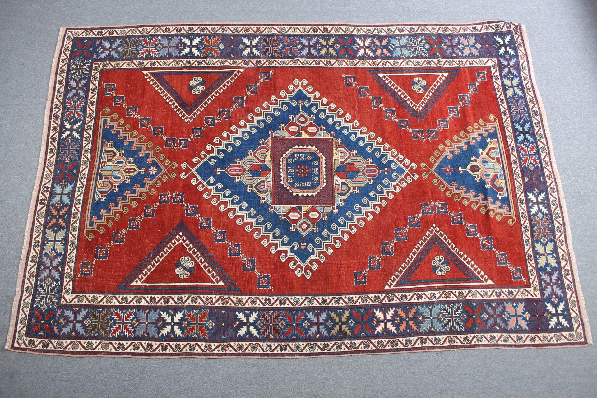 Vintage Halı, Yemek Odası Halısı, Mutfak Halıları, Salon Halıları, 7.2x10.8 ft Büyük Boy Halılar, Kırmızı Anadolu Halısı, Aztek Halıları, Türk Halıları, Yer Halısı