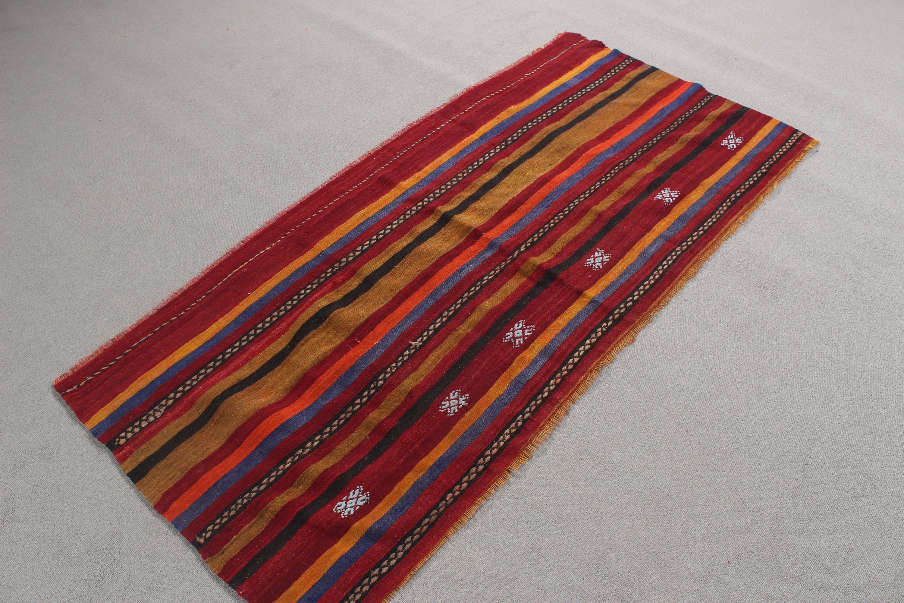 Türk Halısı, Küçük Boho Halıları, Lüks Halı, Modern Halılar, Kırmızı 2.6x5.6 ft Küçük Halılar, Küçük Alan Halısı, Vintage Halı, Kilim