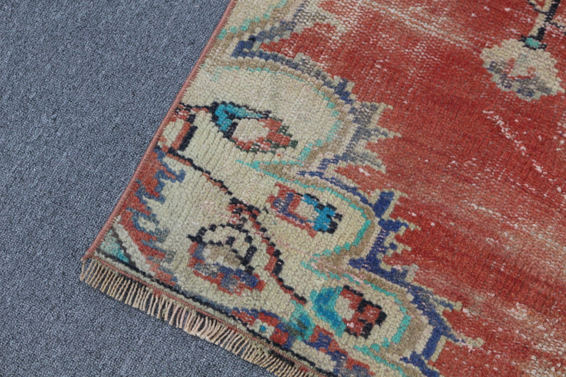 Red Oriental Rugs, Moroccan Rugs, Vintage Rugs, 3.1x7.4 ft Accent Rugs, Nursery Rug, Rugs for Kitchen, Kitchen Rug, Wool Rugs, Turkish Rug