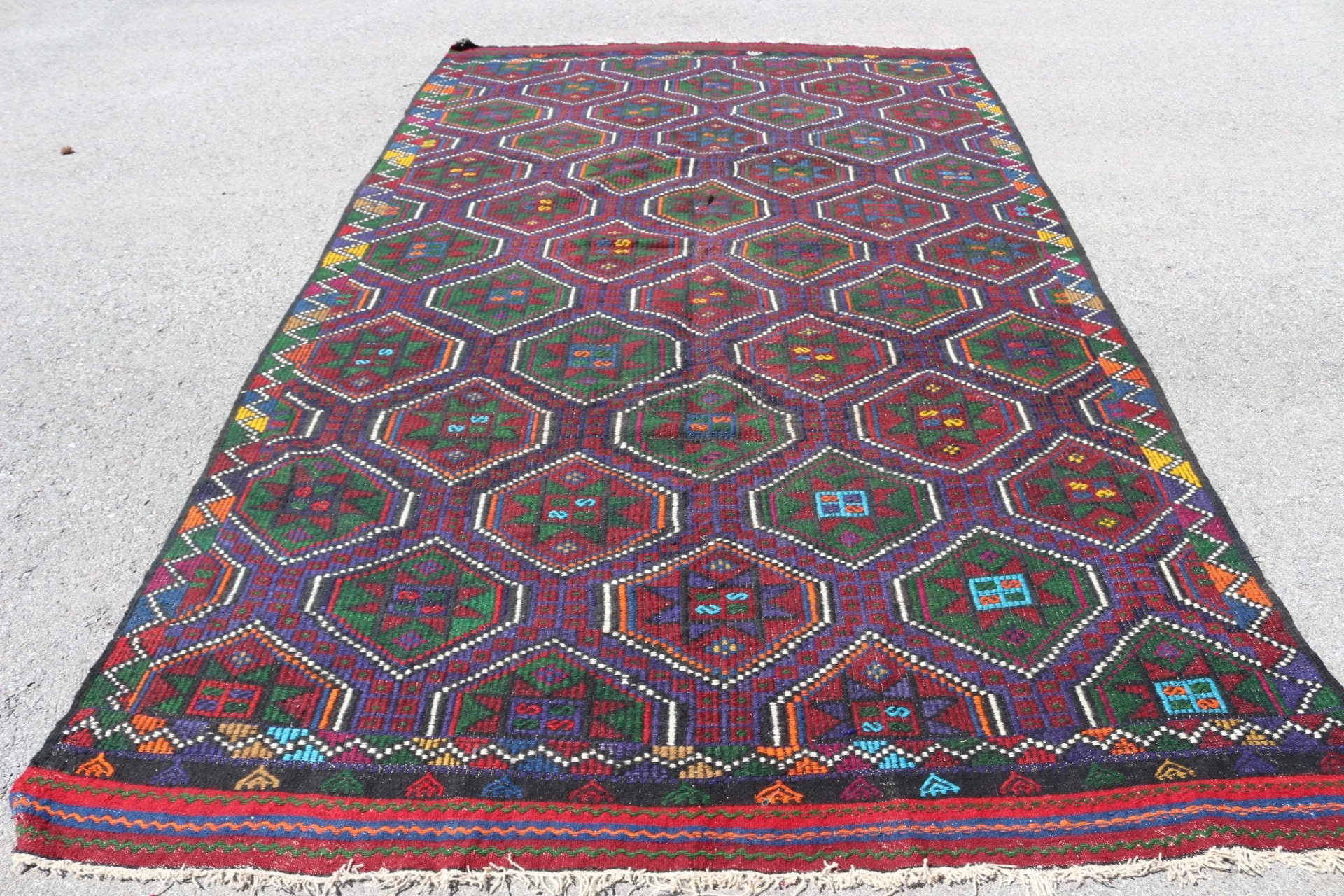 Mavi Yatak odası Kilim, Yemek odası Kilim, 203x336 cm Büyük Kilim, Anadolu Kilim, Salon Kilim, Türk Kilim, Yemek odası Kilim