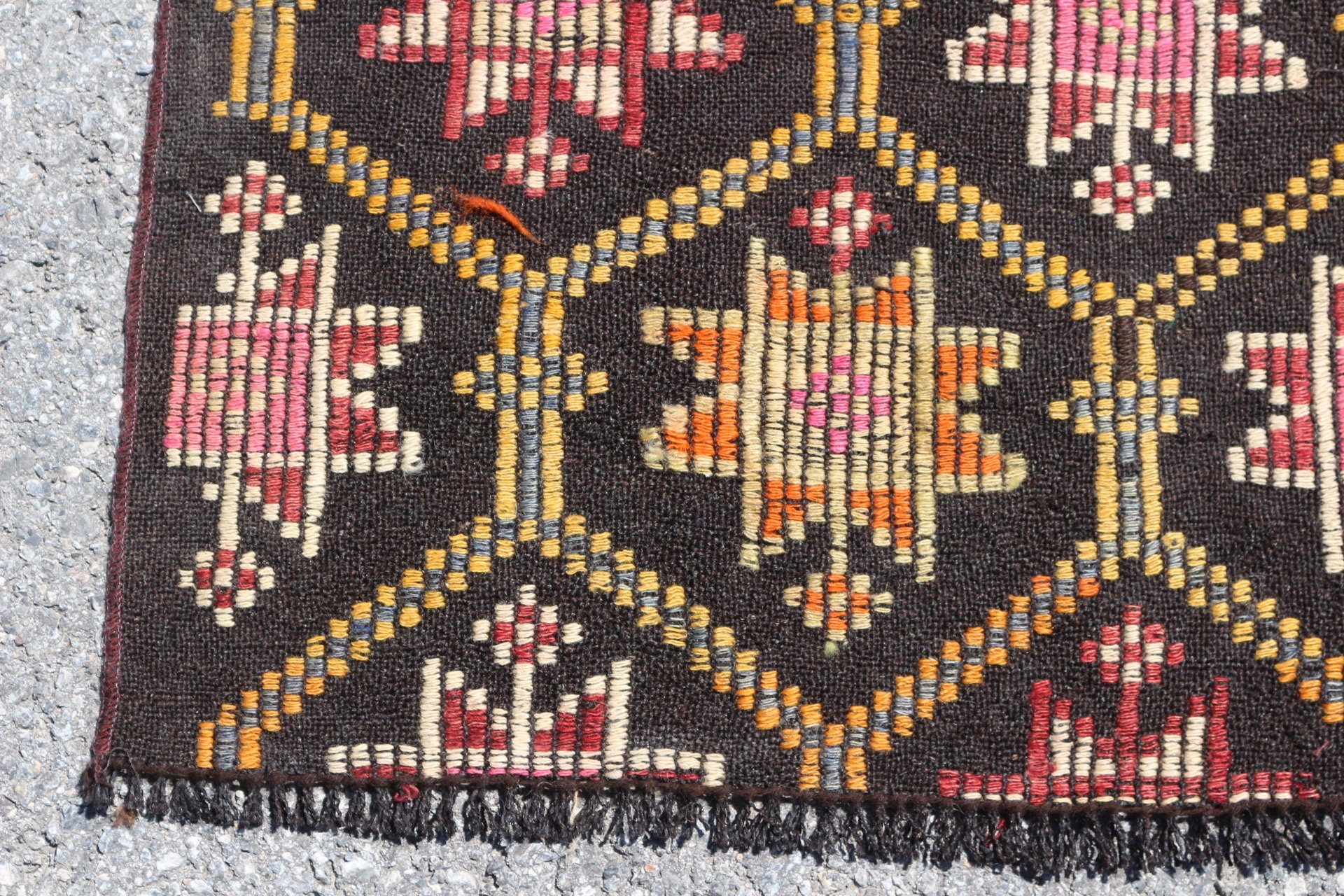 Cool Rug, 2.6x4.2 ft Small Rug, Kilim, Black Wool Rug, Home Decor Rug, Bright Rug, Vintage Rug, Wall Hanging Rug, Turkish Rug, Bath Rug