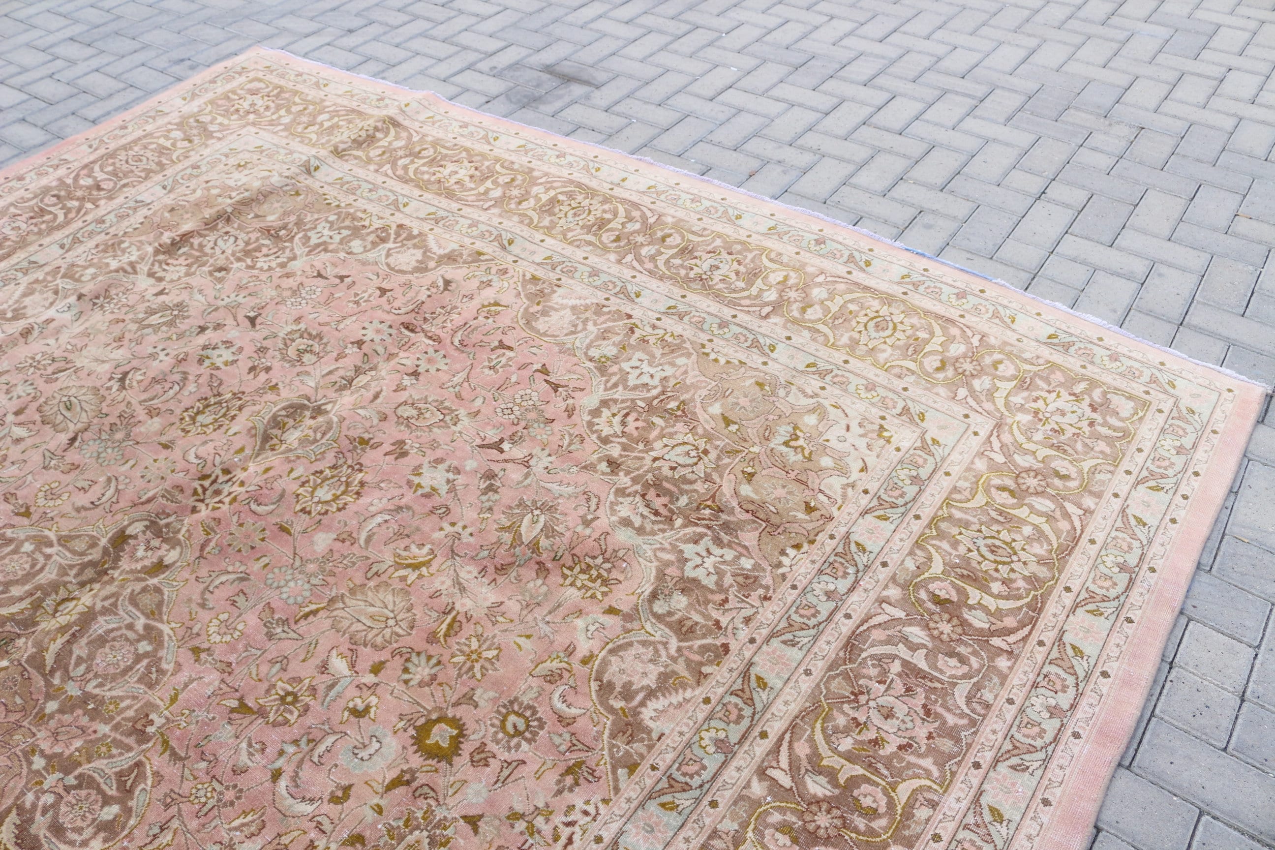 Pink Oriental Rugs, Turkish Rugs, Antique Rug, Vintage Rug, Dining Room Rug, 9.5x12.8 ft Oversize Rug, Boho Rug, Bedroom Rugs, Saloon Rugs