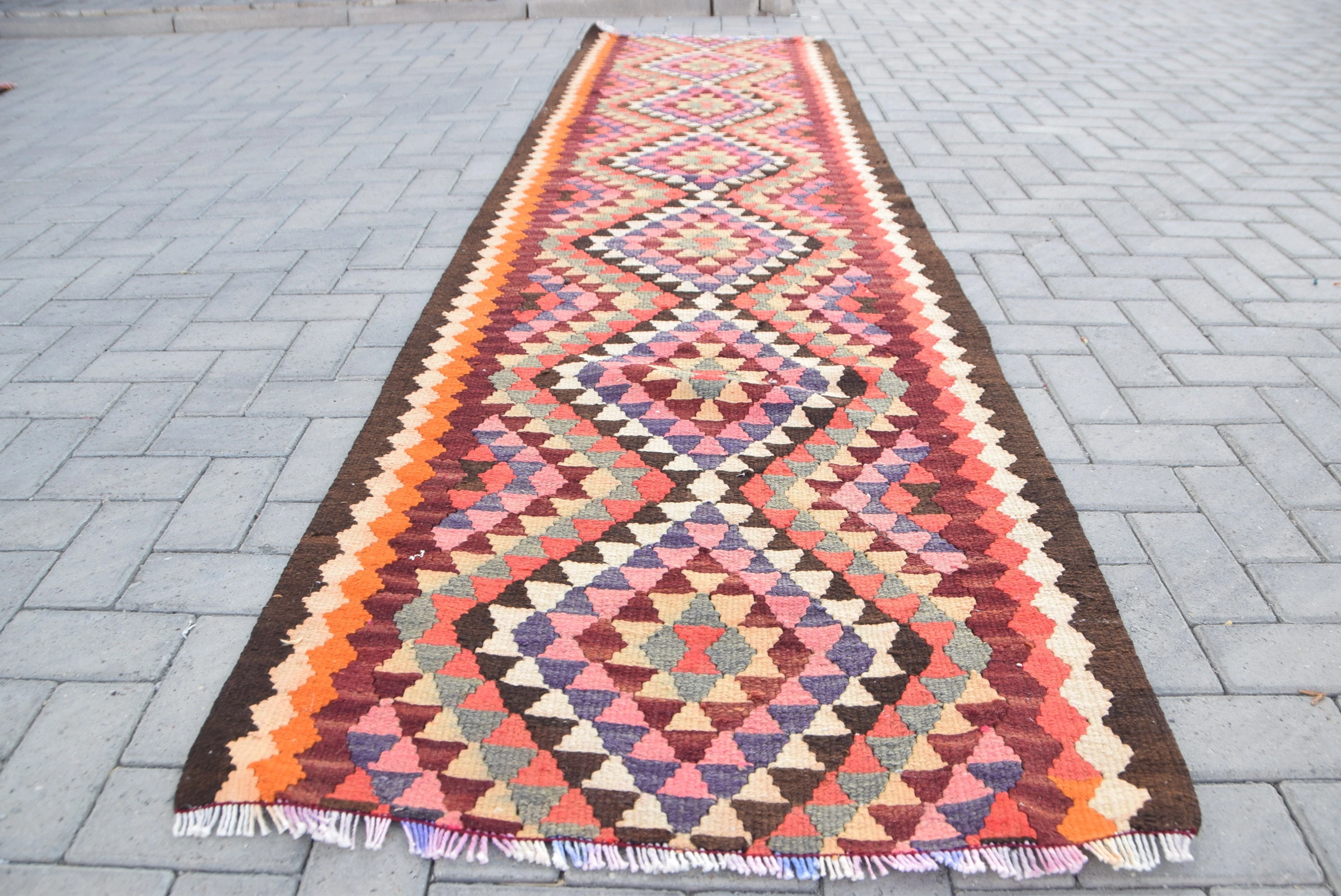 Red Kitchen Rug, Oushak Rug, Vintage Rug, Floral Runner Rug Rugs, Rugs for Runner, 2.9x10.9 ft Runner Rug, Turkish Rug, Antique Rugs