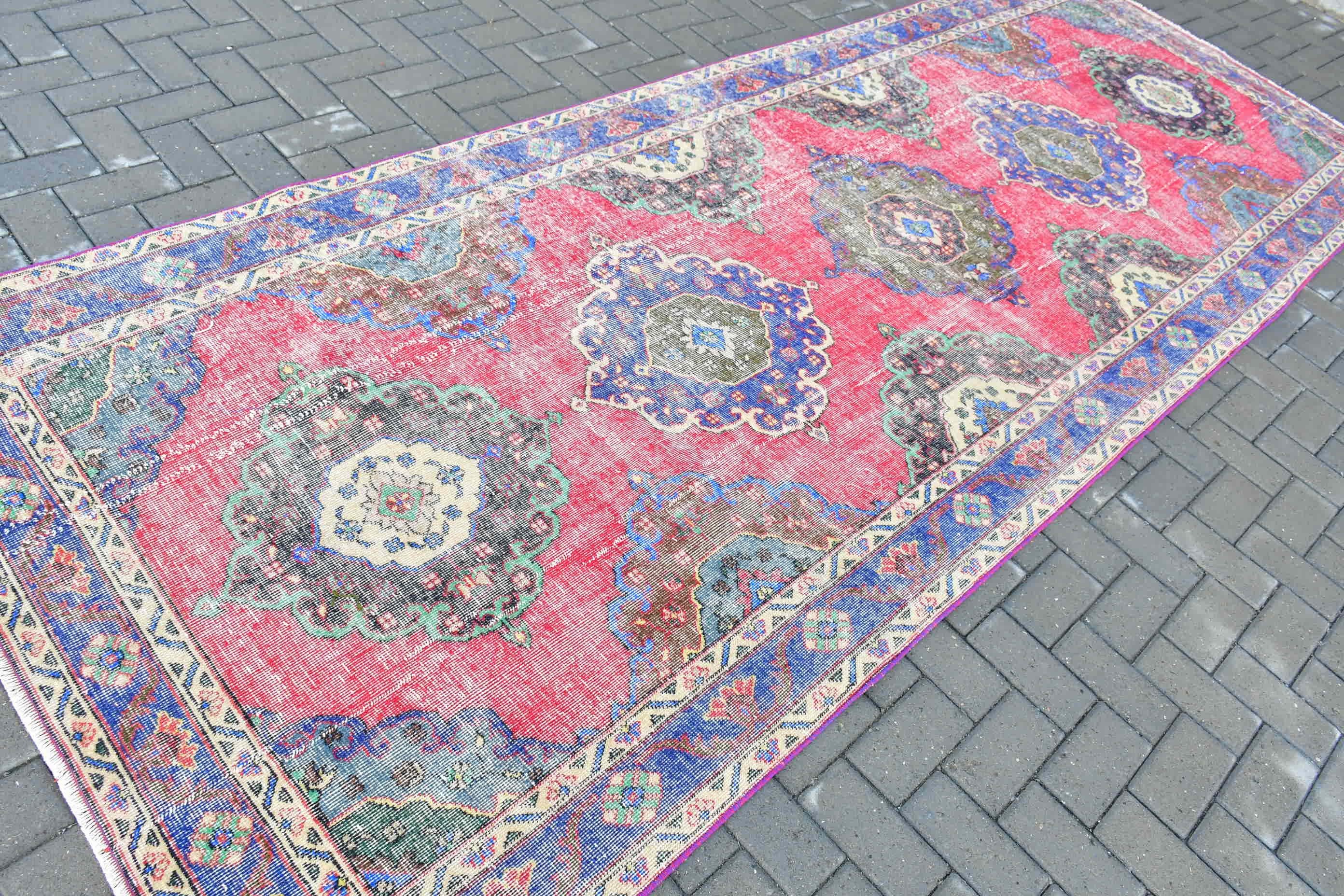 Vintage Rugs, Hallway Rug, Floor Rug, Old Rug, Red Cool Rug, Rugs for Stair, Home Decor Rug, Turkish Rug, Stair Rug, 4.6x12.5 ft Runner Rug