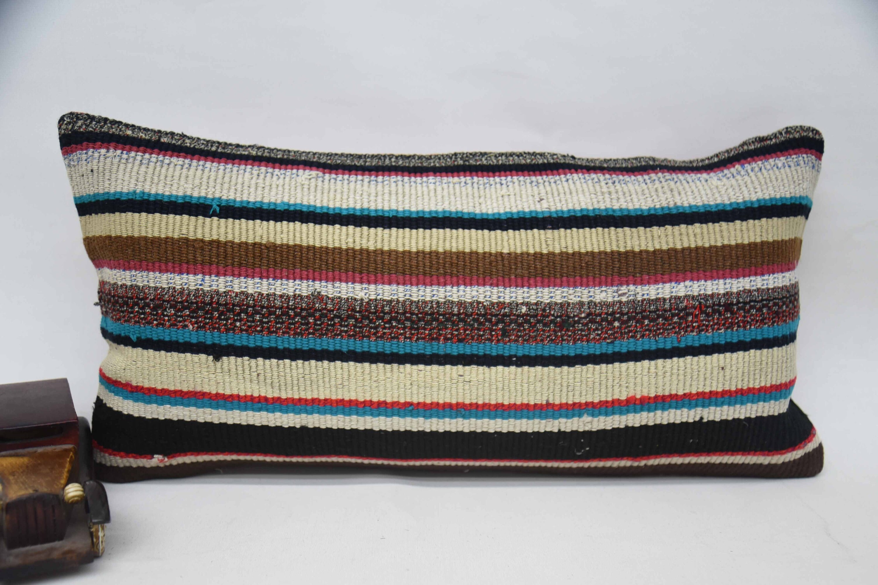 Interior Designer Pillow, Couch Cushion Case, Throw Kilim Pillow, Pet Pillow Sham, 12"x24" Blue Cushion Case, Vintage Kilim Pillow