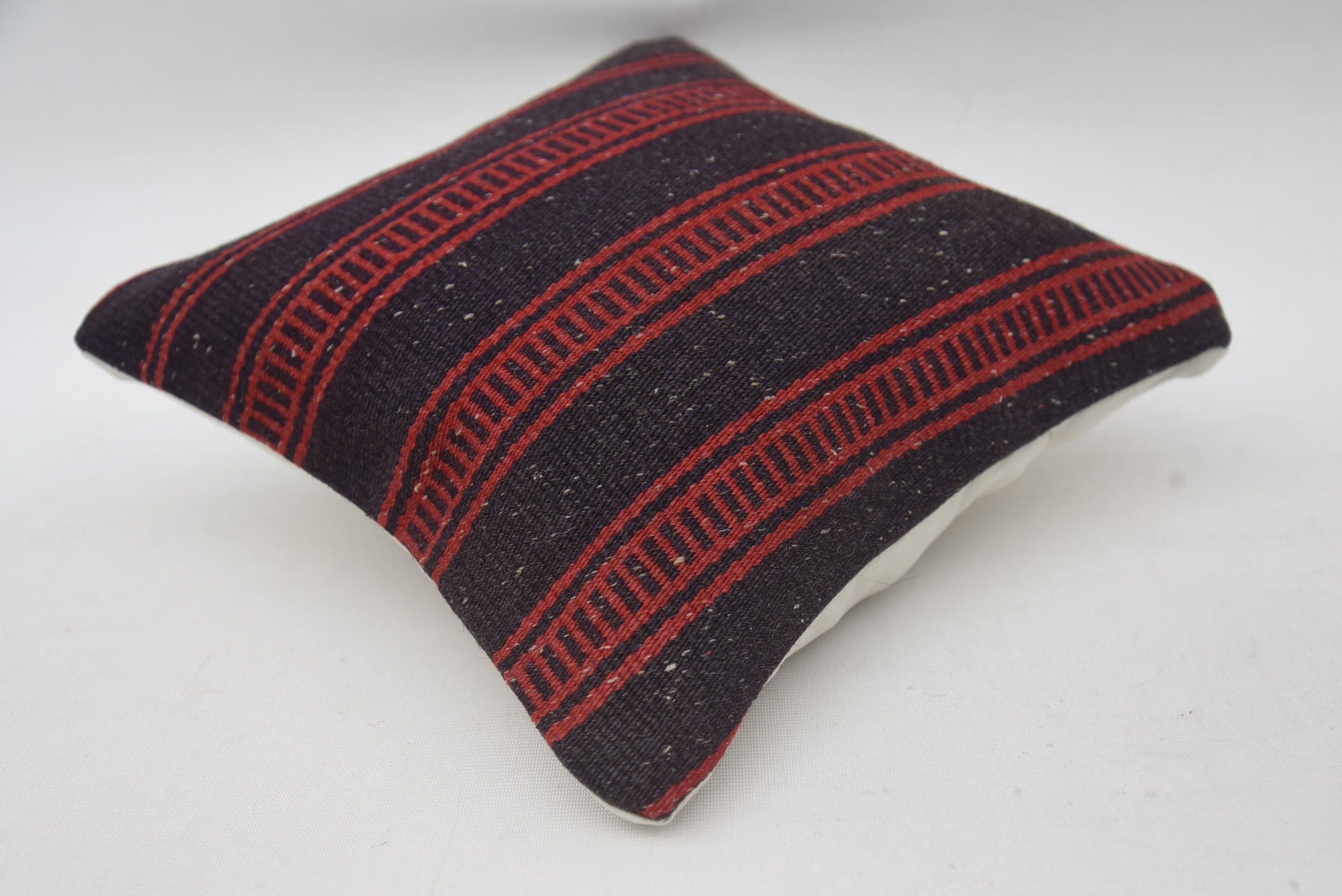 Throw Kilim Pillow, 12"x12" Blue Pillow Sham, Vintage Pillow, One Of A Kind Pillow, Office Chair Pillow Case, Kilim Pillow