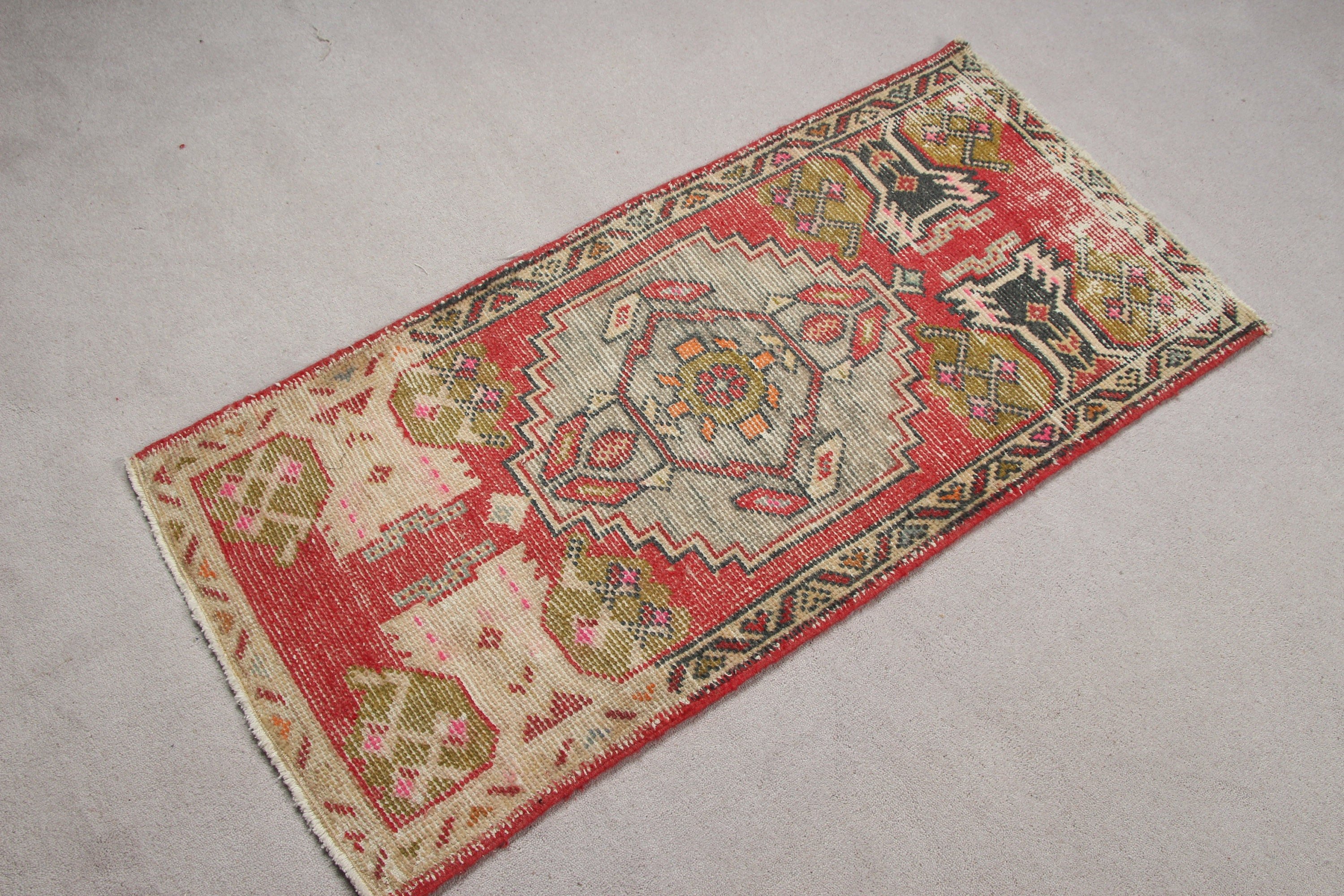 Moroccan Rugs, Entry Rug, Rugs for Nursery, Anatolian Rug, Vintage Rugs, 1.8x3.7 ft Small Rug, Door Mat Rug, Turkish Rugs, Red Cool Rugs