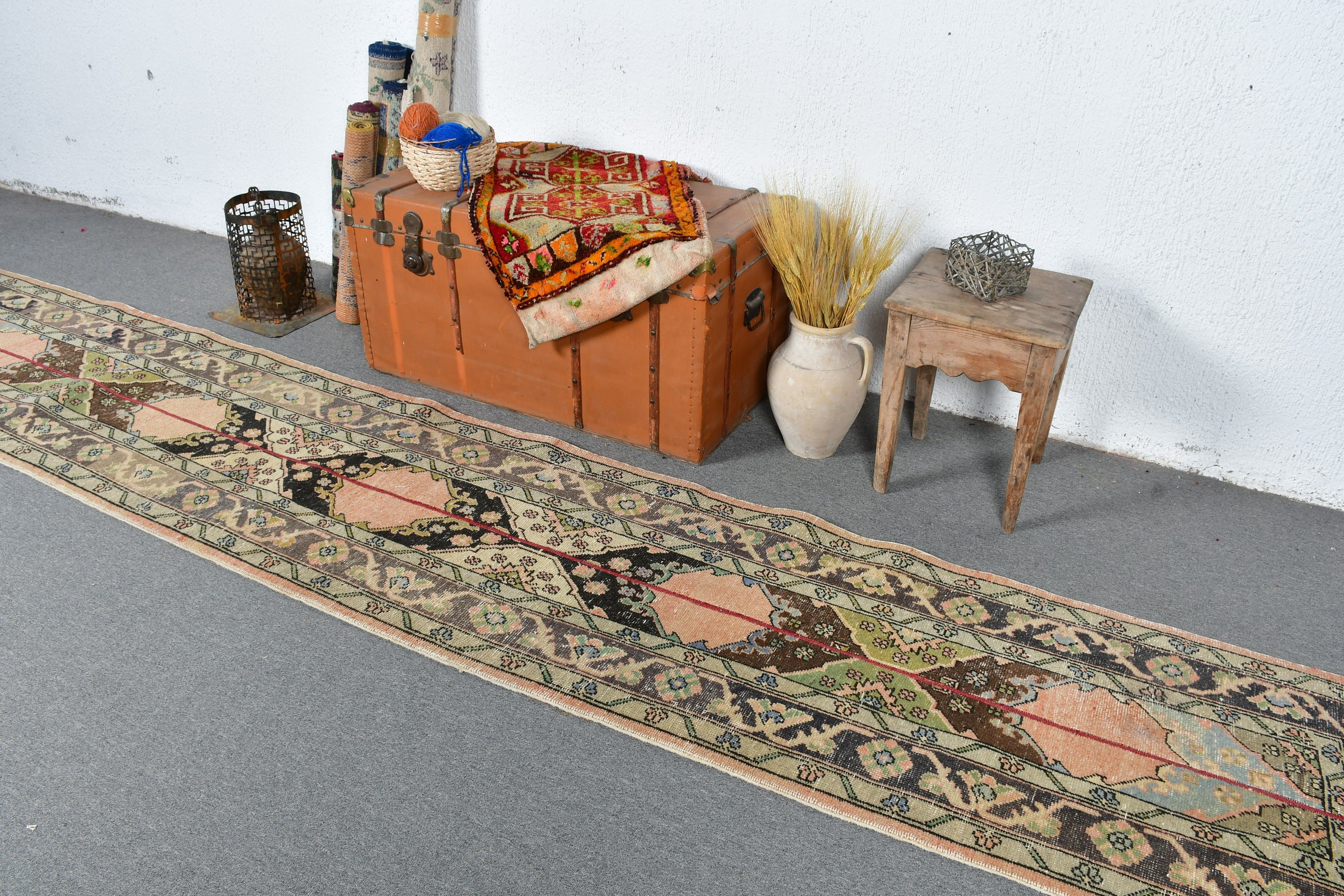 Corridor Rug, Brown Bedroom Rugs, Rugs for Stair, 2.4x13.2 ft Runner Rug, Turkish Rugs, Anatolian Rug, Wool Rug, Vintage Rugs, Stair Rugs