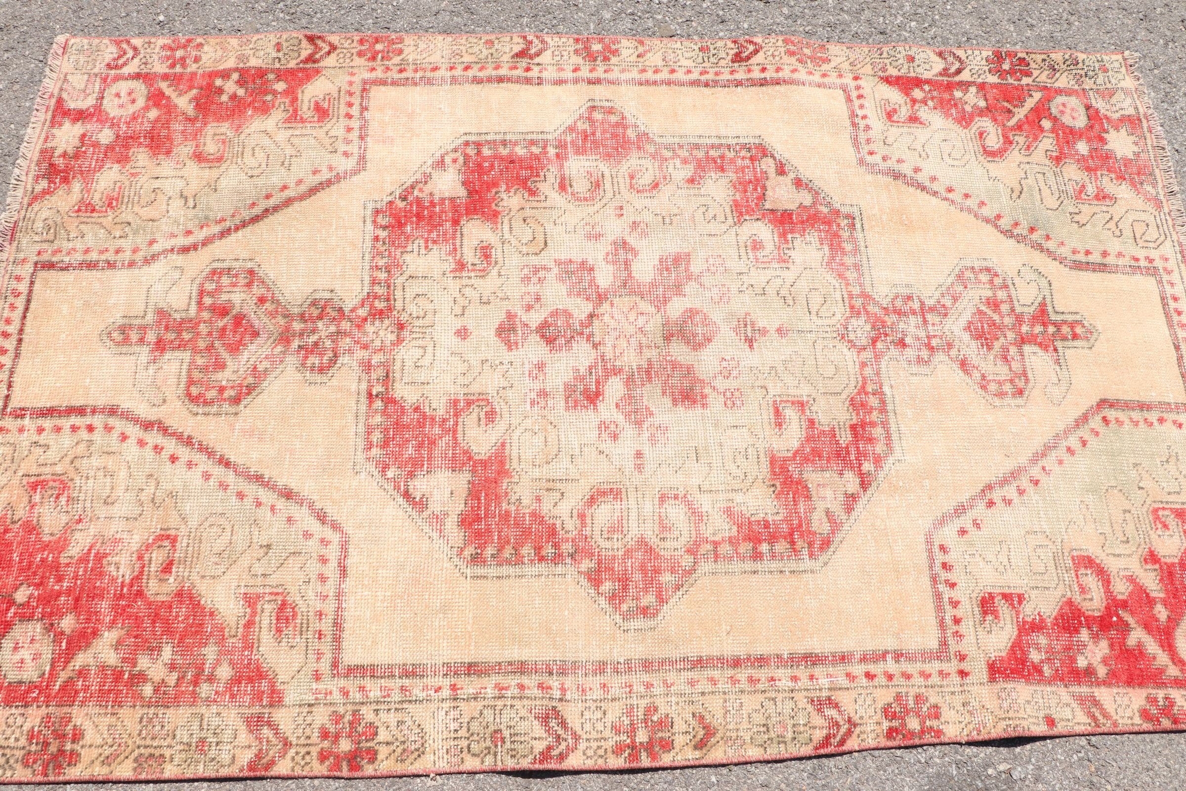 4.1x6.5 ft Area Rug, Red Cool Rugs, Rugs for Dining Room, Bedroom Rug, Vintage Rugs, Floor Rugs, Living Room Rug, Turkish Rugs, Oushak Rug