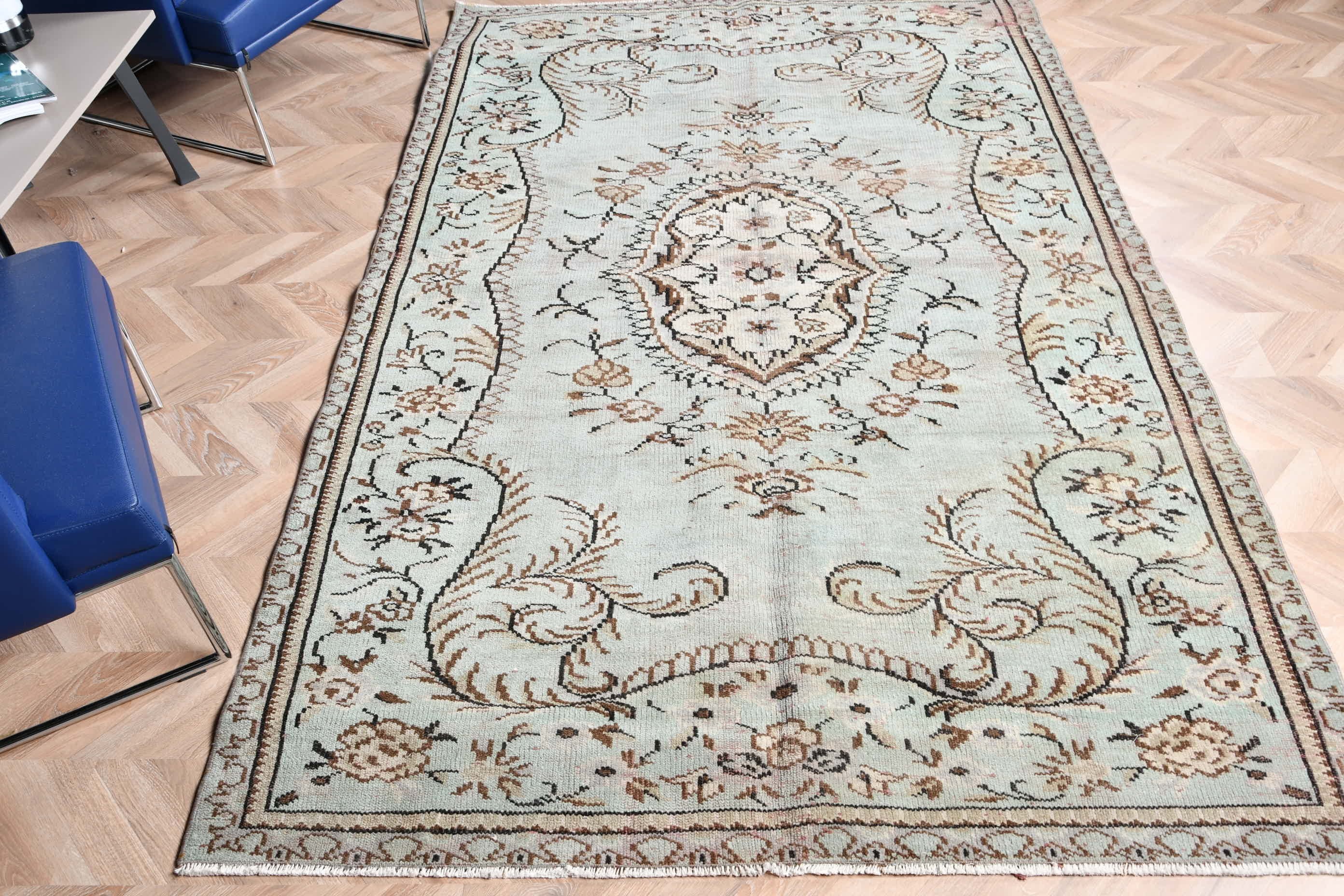 Dining Room Rugs, Salon Rug, Green Kitchen Rugs, Vintage Rug, Oriental Rug, Anatolian Rug, Turkey Rug, Turkish Rug, 5.5x8.8 ft Large Rug