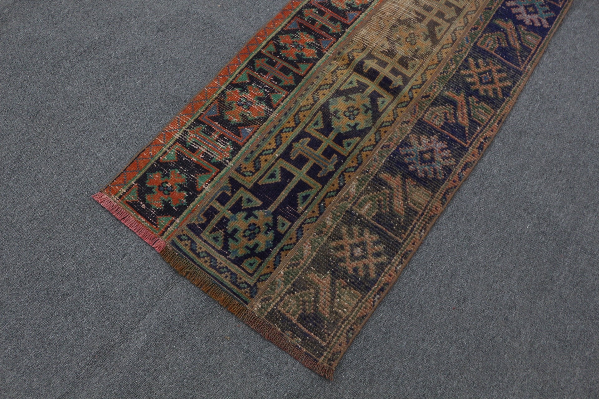 Wool Rugs, Vintage Rug, Rugs for Entry, Blue  2.2x4.5 ft Small Rug, Nursery Rugs, Turkish Rug, Oriental Rug, Entry Rugs