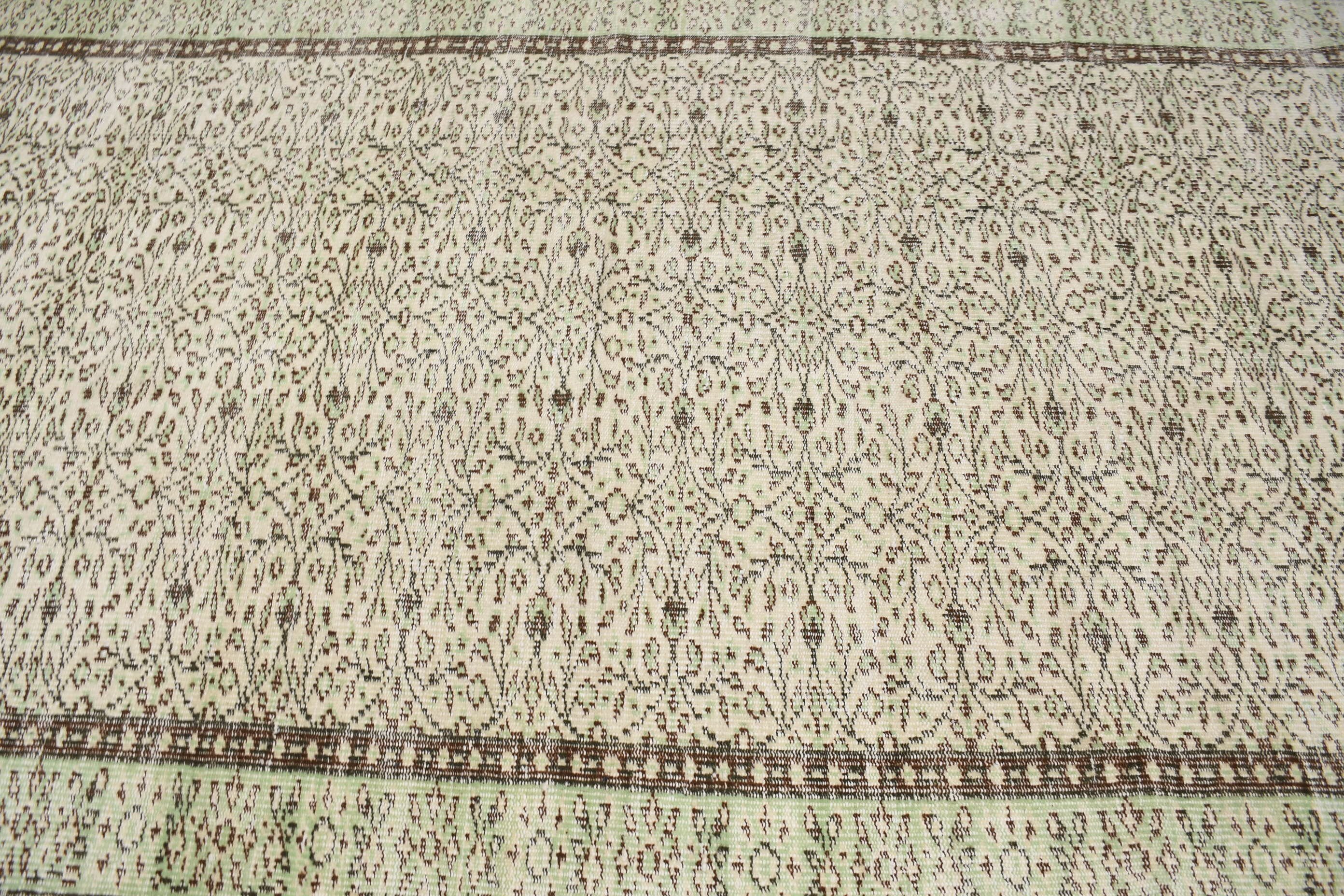 Vintage Rugs, Dining Room Rugs, Turkish Rug, 5.8x9.1 ft Large Rug, Living Room Rugs, Aztec Rugs, Oushak Rug, Green Oushak Rug