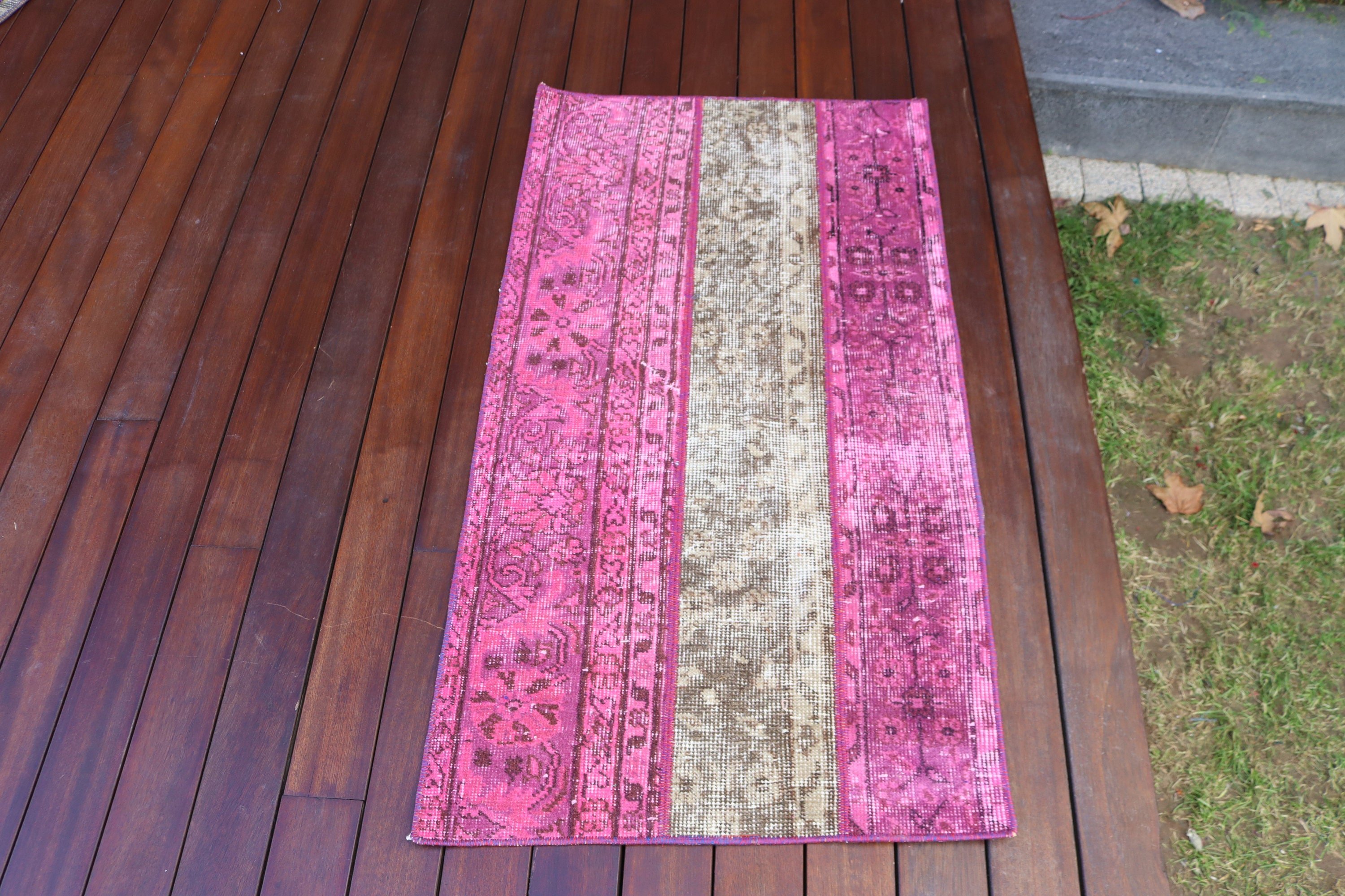 Turkish Rugs, Vintage Rug, Handwoven Rug, Aztec Rugs, Pink Moroccan Rug, 2x3.8 ft Small Rugs, Small Boho Rug, Nursery Rugs, Bedroom Rugs