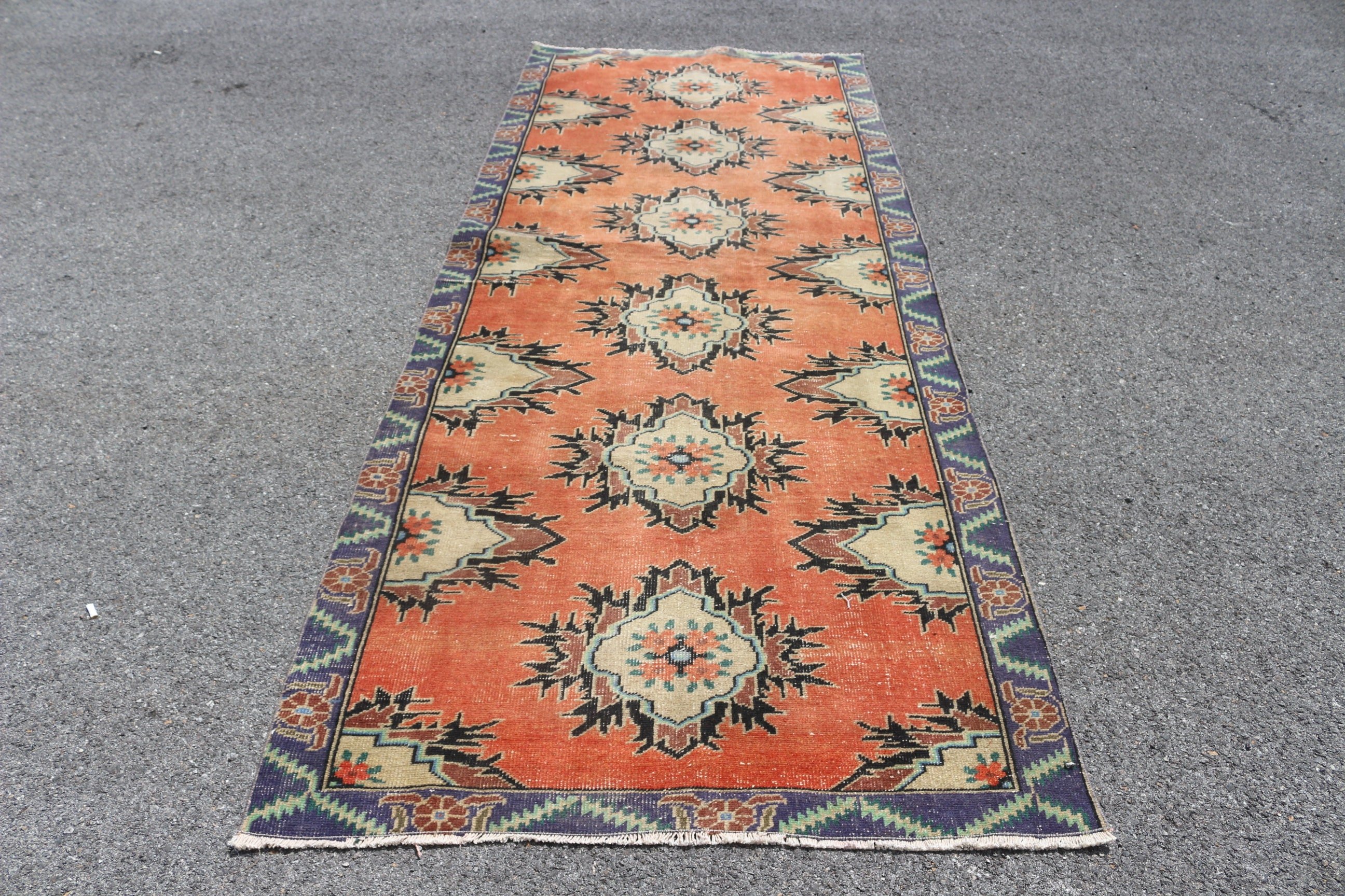 Çocuk Odası Halıları, Türk Halısı, Yer Halısı, Oushak Halıları, Aztek Halısı, Vintage Halı, 4x9,8 ft Alan Halısı, Turuncu Oushak Halısı, Ev Dekorasyonu Halıları