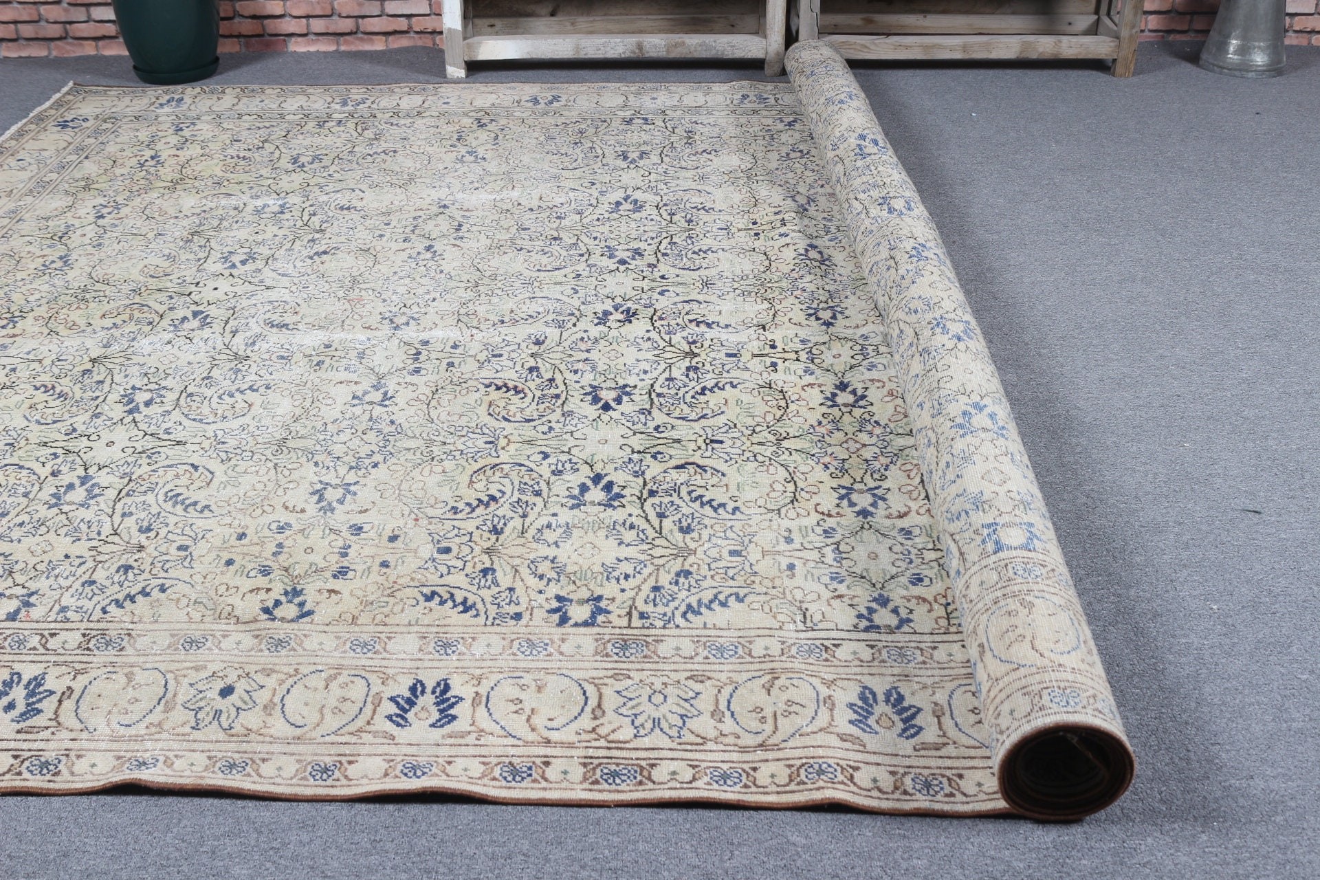 Cool Rugs, 7.7x11.4 ft Oversize Rugs, Vintage Rug, Pastel Rug, Beige Floor Rug, Kitchen Rug, Saloon Rug, Turkish Rug, Living Room Rug