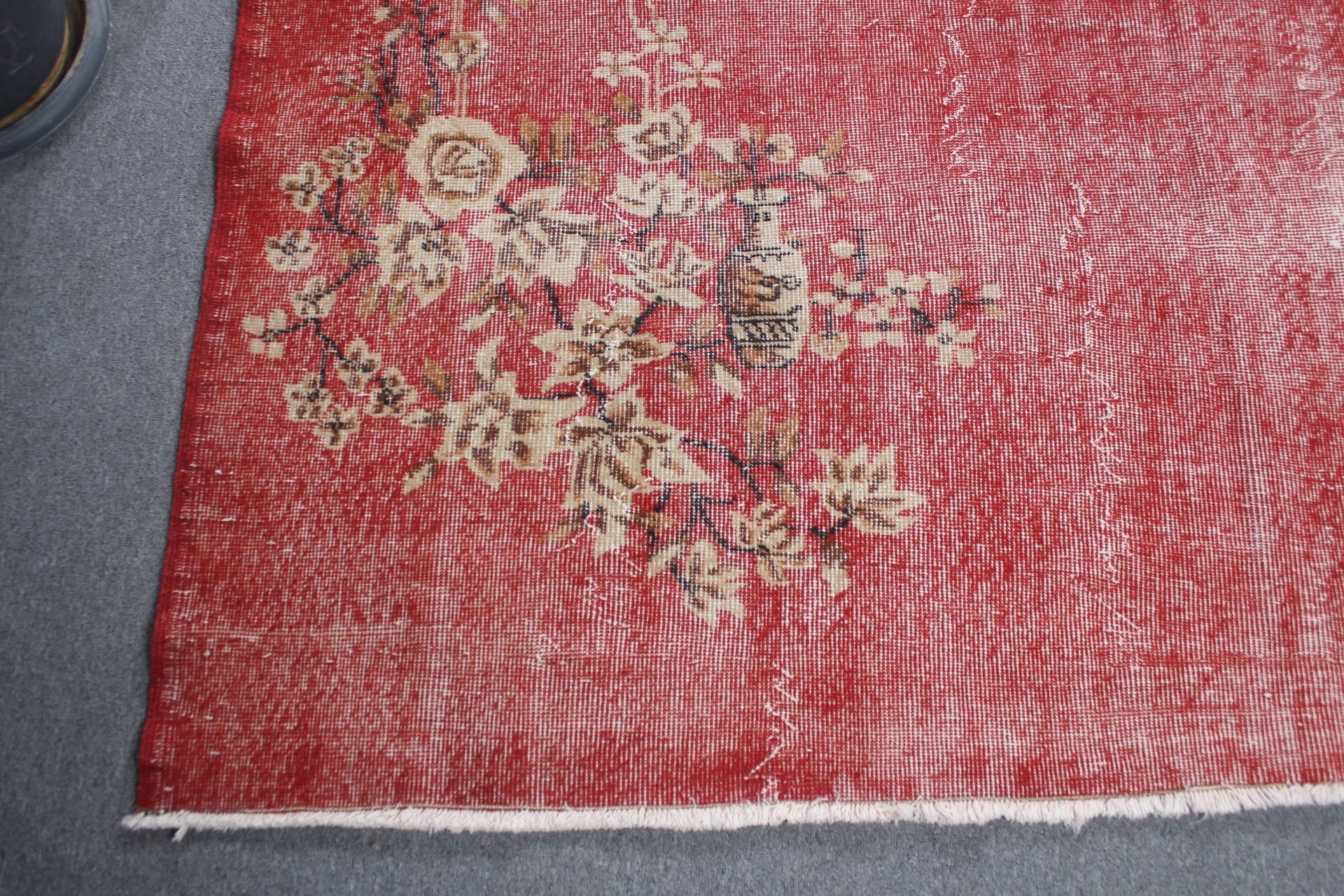 Red Moroccan Rugs, Vintage Rug, Oriental Rug, Salon Rugs, Muted Rug, Kitchen Rug, Dining Room Rugs, Turkish Rugs, 6.9x10.4 ft Oversize Rug