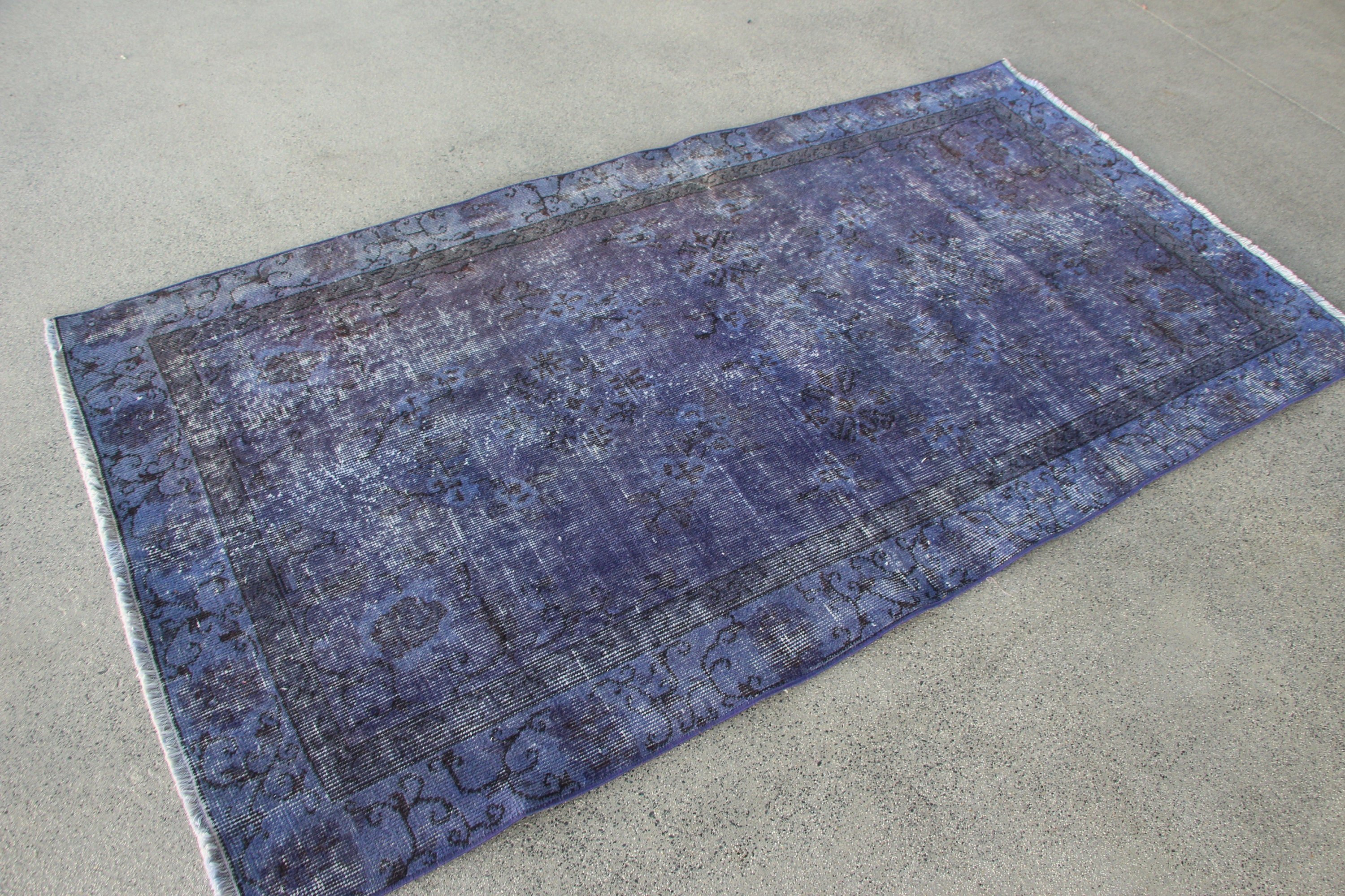 Turkish Rug, Vintage Rug, Floor Rugs, Rugs for Floor, Nursery Rugs, Antique Rug, Blue  3.6x6.9 ft Area Rugs, Bedroom Rug