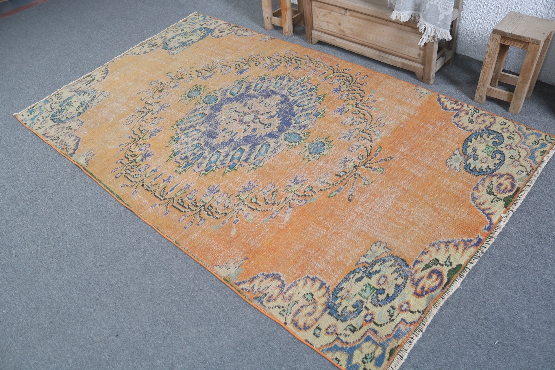 Living Room Rug, Indoor Rug, Turkish Rugs, Vintage Decor Rug, Cool Rug, 4.5x7.3 ft Area Rug, Vintage Rug, Rugs for Bedroom, Antique Rugs