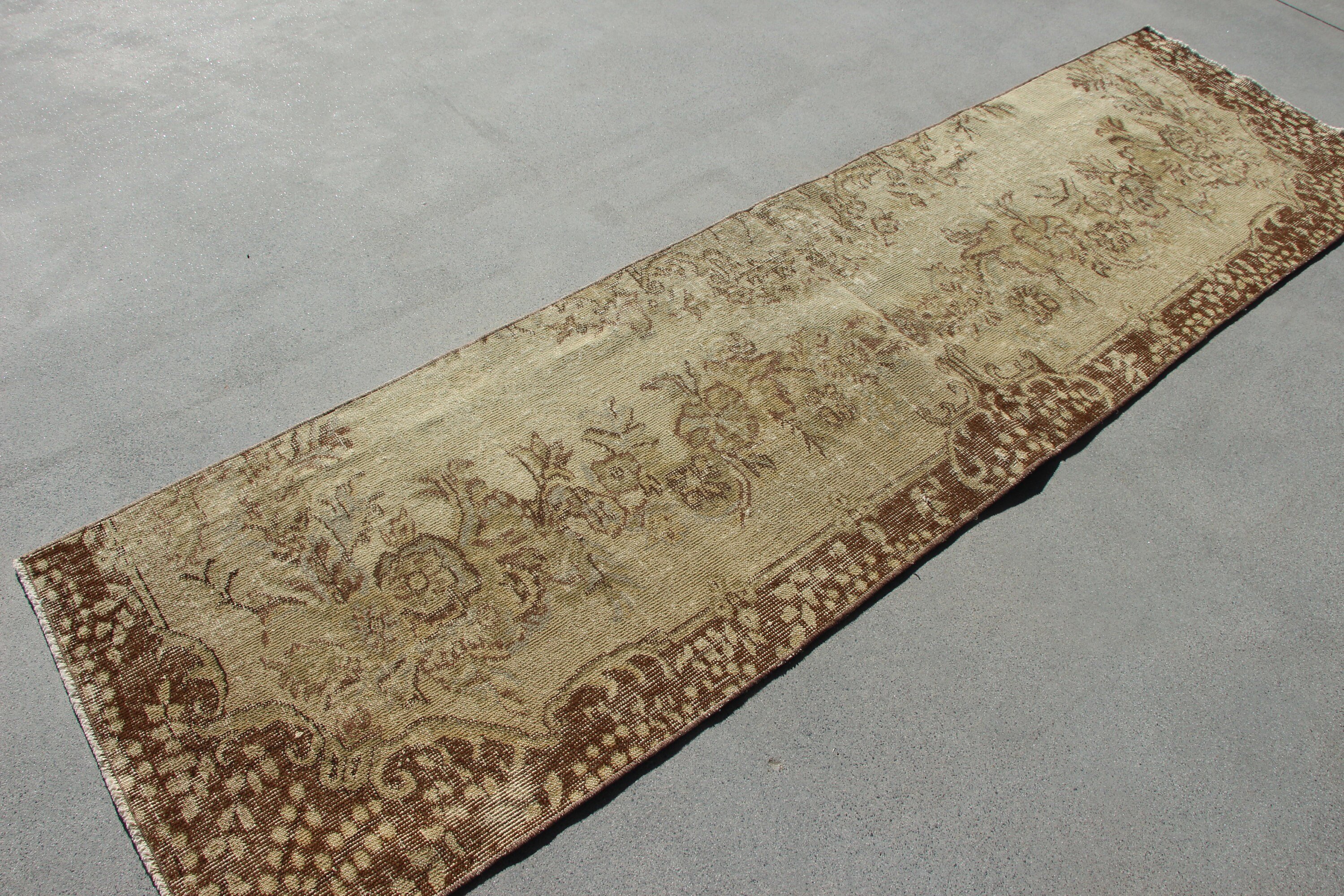 Turkish Rug, Vintage Rug, Beige  2.4x8.8 ft Runner Rug, Rugs for Stair, Kitchen Rug, Stair Rug, Home Decor Rug, Muted Rug