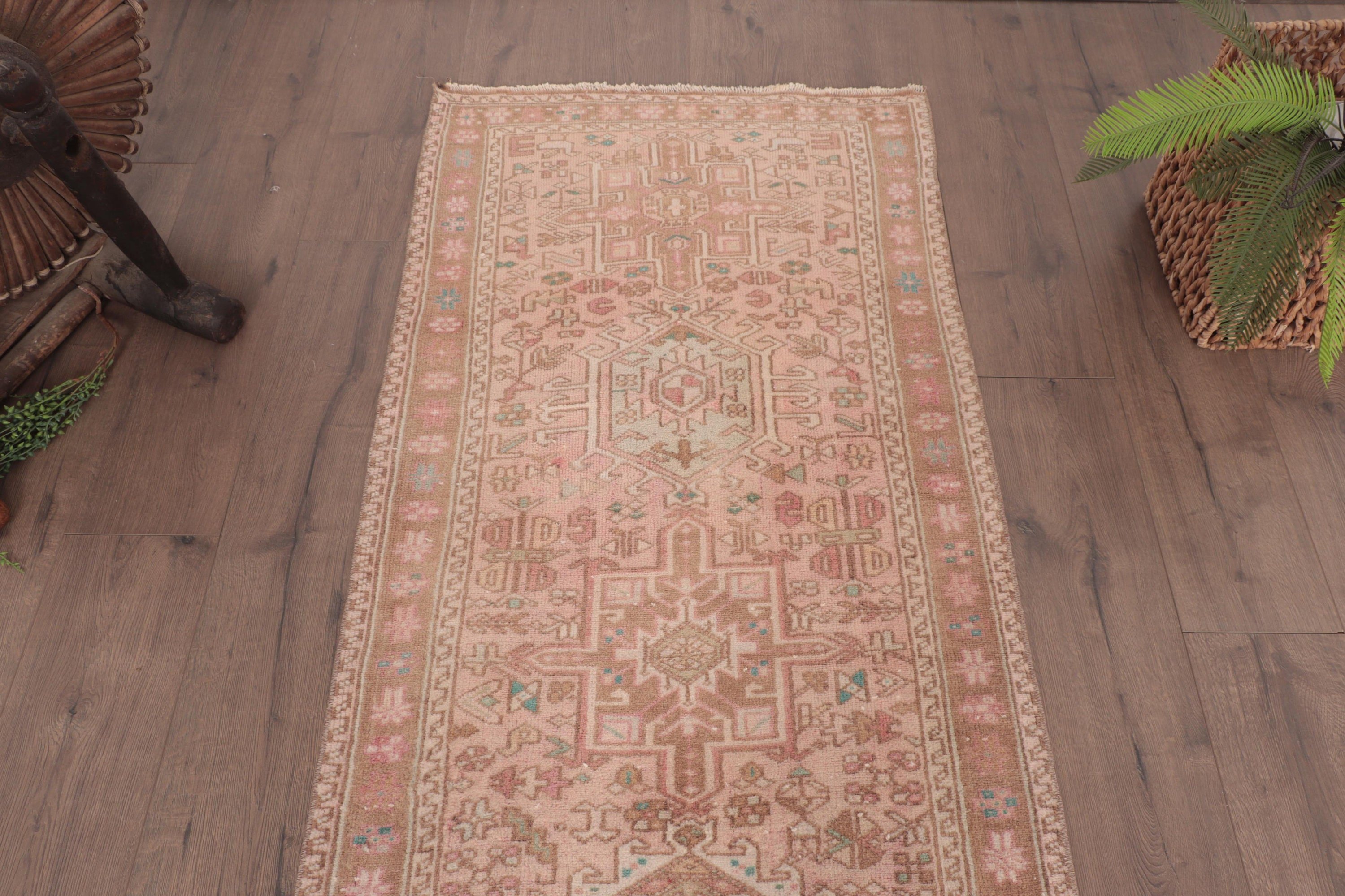 Antique Rugs, Pink Flatweave Rugs, Rugs for Kitchen, Turkish Rug, Geometric Rug, 2.6x9.1 ft Runner Rug, Vintage Runner Rugs, Vintage Rug