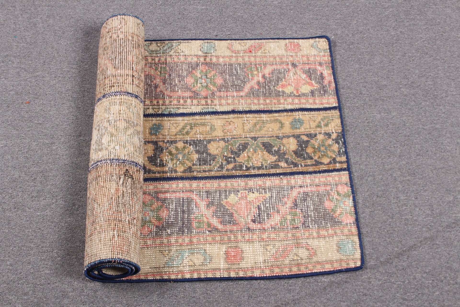 Türk Halısı, Vintage Halı, Yün Halılar, Araba Paspas Halısı, Araba Paspas Halıları, Kapı Paspas Halıları, 2.1x4.3 ft Küçük Halı, Bej Oryantal Halılar, Yatak Odası Halısı